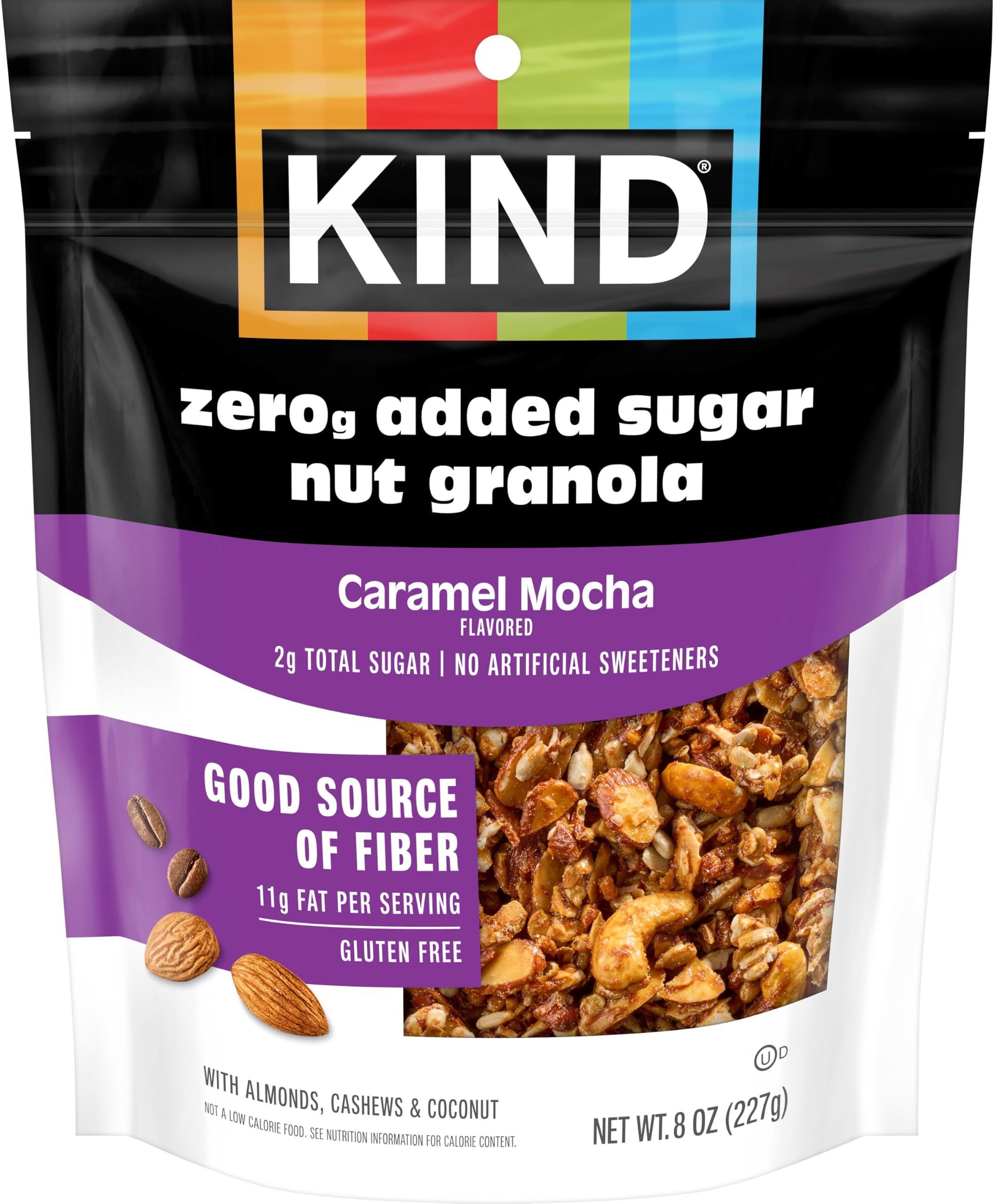 Zero Added Sugar Granola, Caramel Mocha Flavored Nut Granola, Wholesome snacks, Gluten Free 1 Count