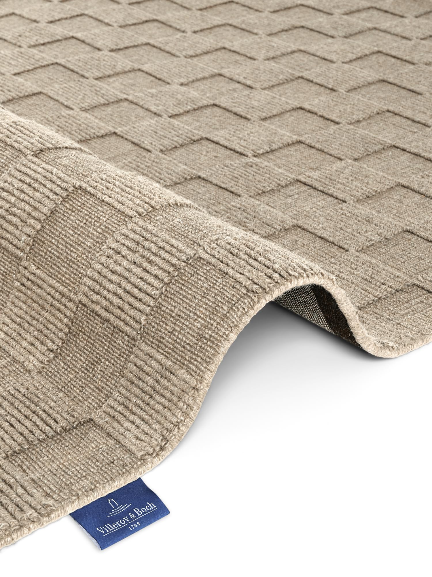 Villeroy & Boch Wollteppich Scala - Natur Wohnzimmerteppich - Handgewebt & Natürlich - Wolle 3D Effekt Kariert Hoch-Tief-Effekt für Wohnzimmer, Schlafzimmer, Esszimmer, Flur - Grau Beige, 200x300cm