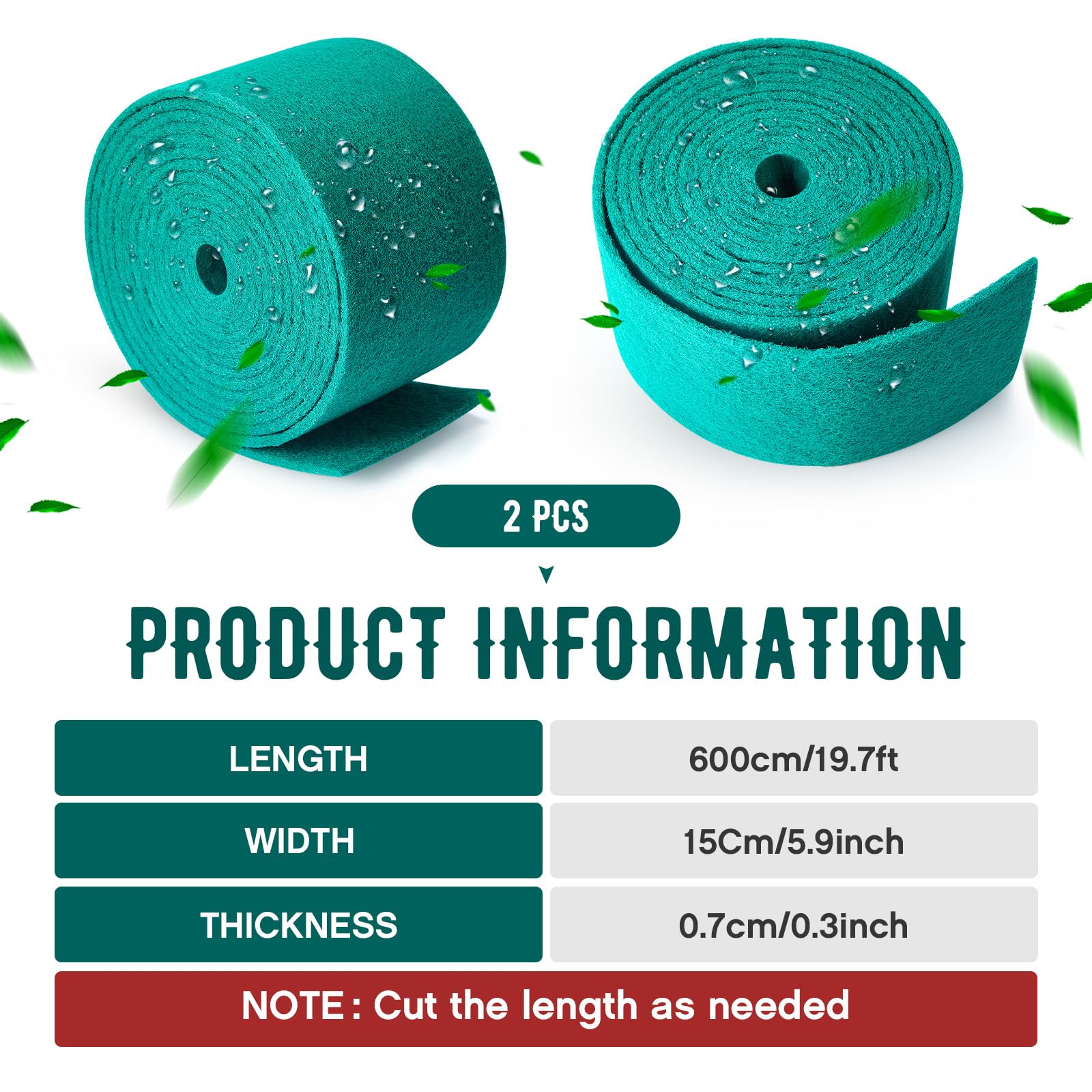Tioncy 2 Pcs 40 ft Green Scrubbing Pads Roll Heavy Duty Scouring Pads Non Scratch Household Scrub Pads Anti Grease Scrubbing Pads for Dish Metal Grills, 20 ft x 6 in x 0.3 in