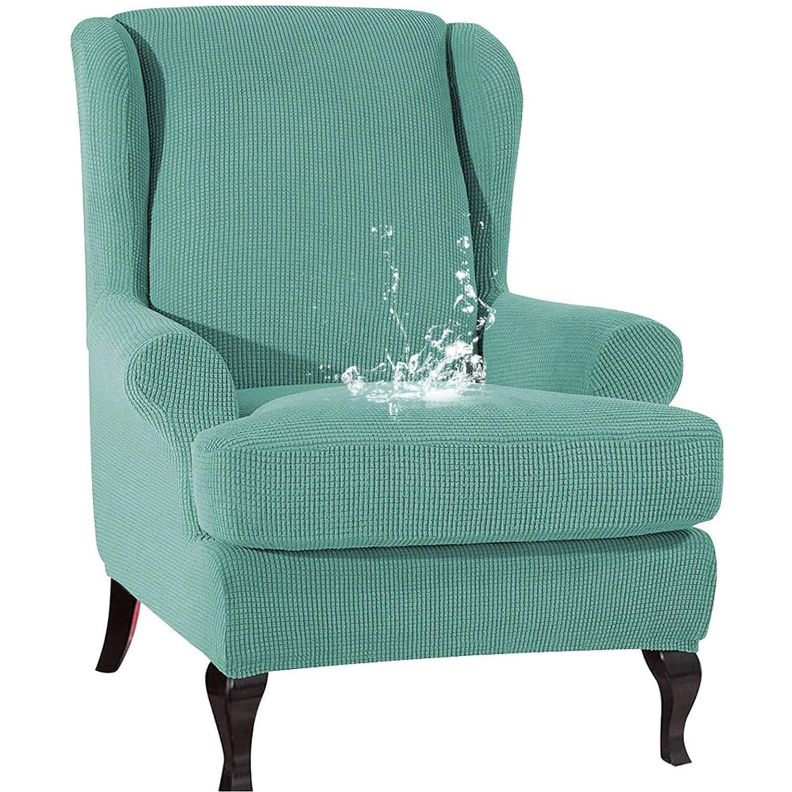 Leomix Waterproof Stretch Wingback Chair Slipcover, Wing Back Armchair Cover Sofa Cover Furniture Protector, Full Protection for Wingback Chair,H