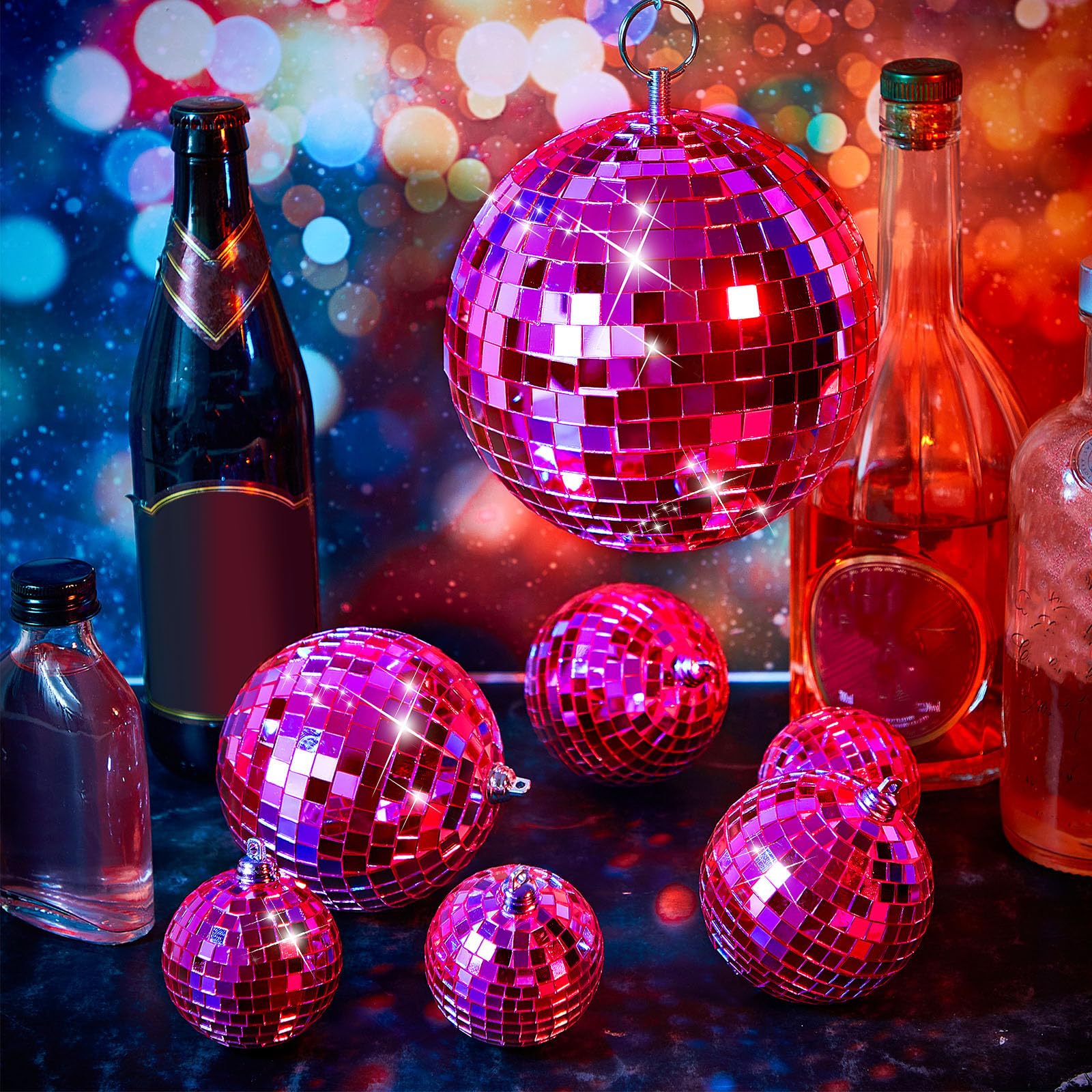 Lot De 17 Grandes Boules Disco à Suspendre Avec Miroir - Décorations Pour Fête, Mariage, Danse Et
