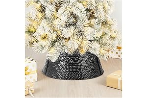 Glitzhome Black Metal Hammered Tree Collar Christmas Tree Ring