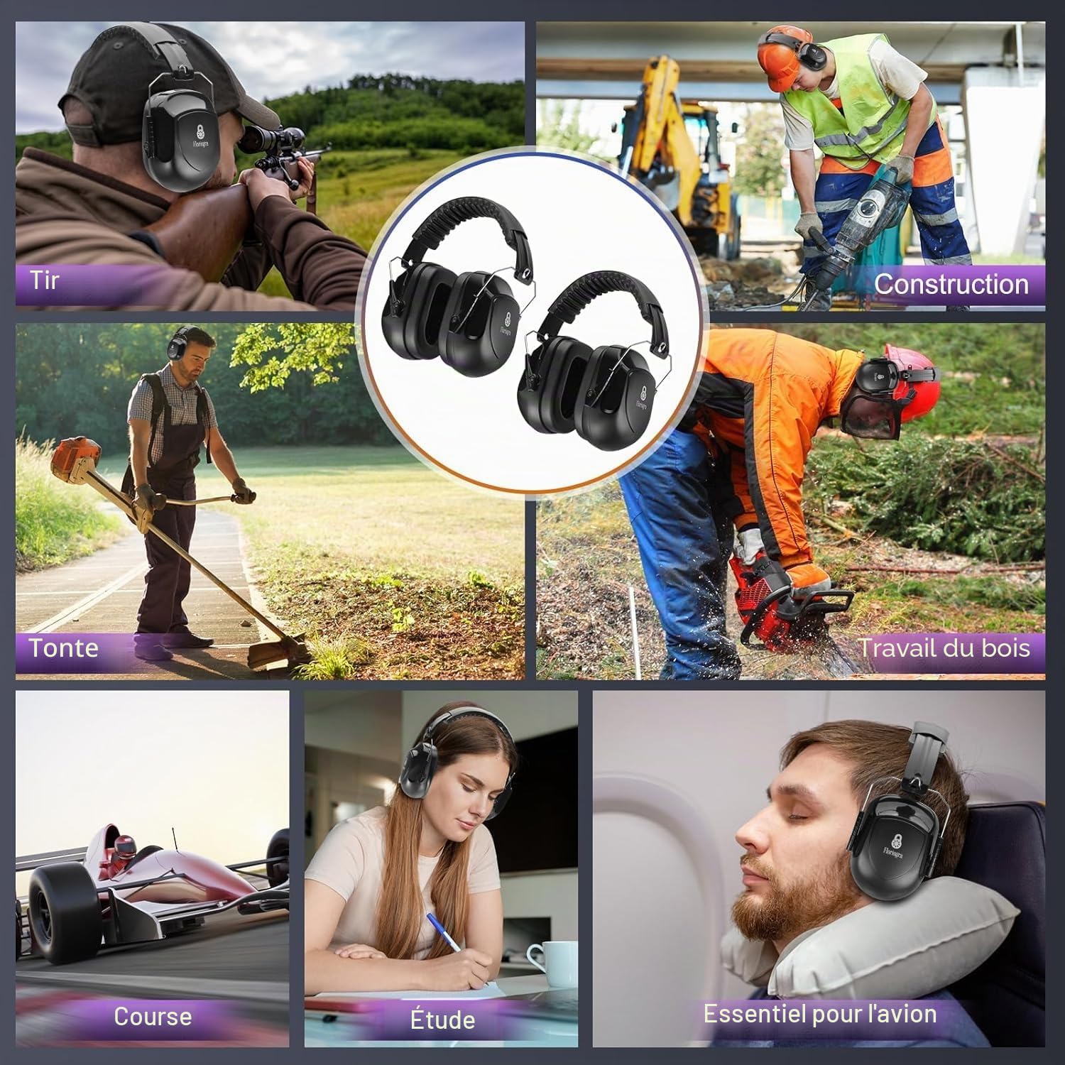 Floriogra 2 Paquets Casque Anti Bruit Adulte, 31dB Certifié CE, Protection Auditive pour Travail, Autisme, Bricolage, Tonte, Chantier, Tir, Casque Sensoriel, Réduction de Bruit Professionnelle