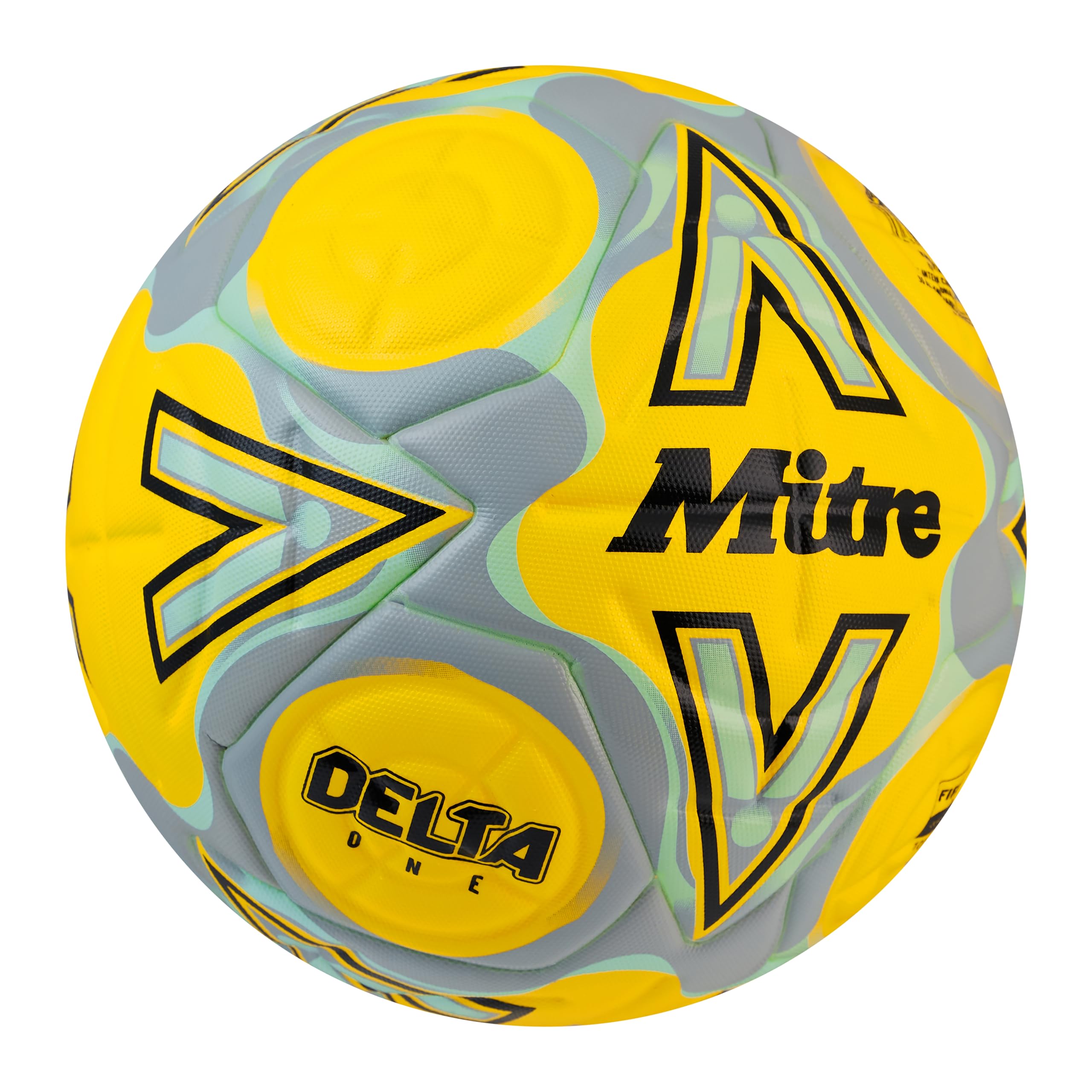 Mitre Piłka nożna dla dorosłych Delta One 24, fluorescencyjny żółty/czarny/okrągły szary, 5