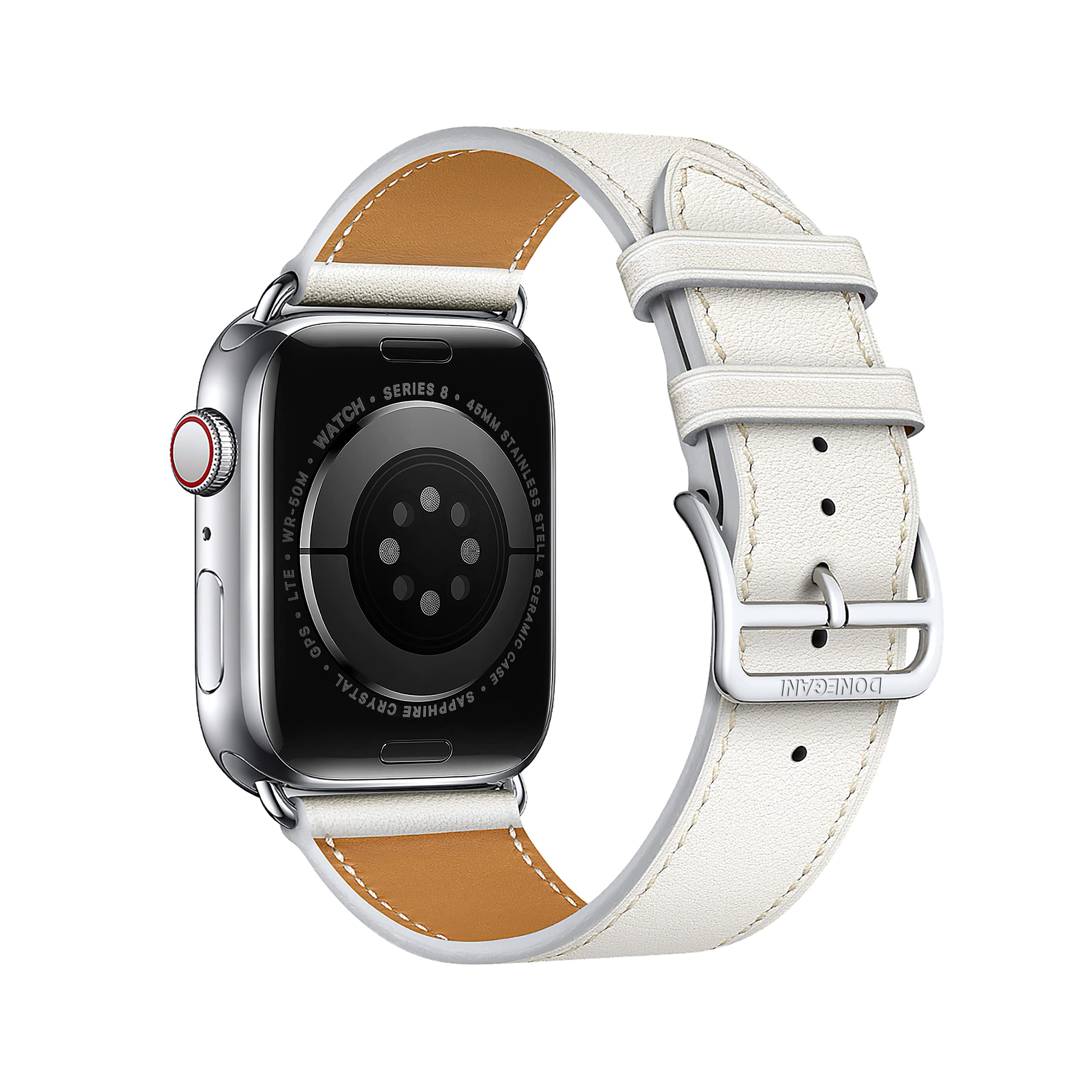 DONEGANI LB1 for Apple Watch Strap Ultra 2 Se 10 40mm 44mm 46mm 42mm 45mm 41mm 38mm 49mm Series 10 9 8 7 6 5 4 3 Band Women Men Leather White - Image 2