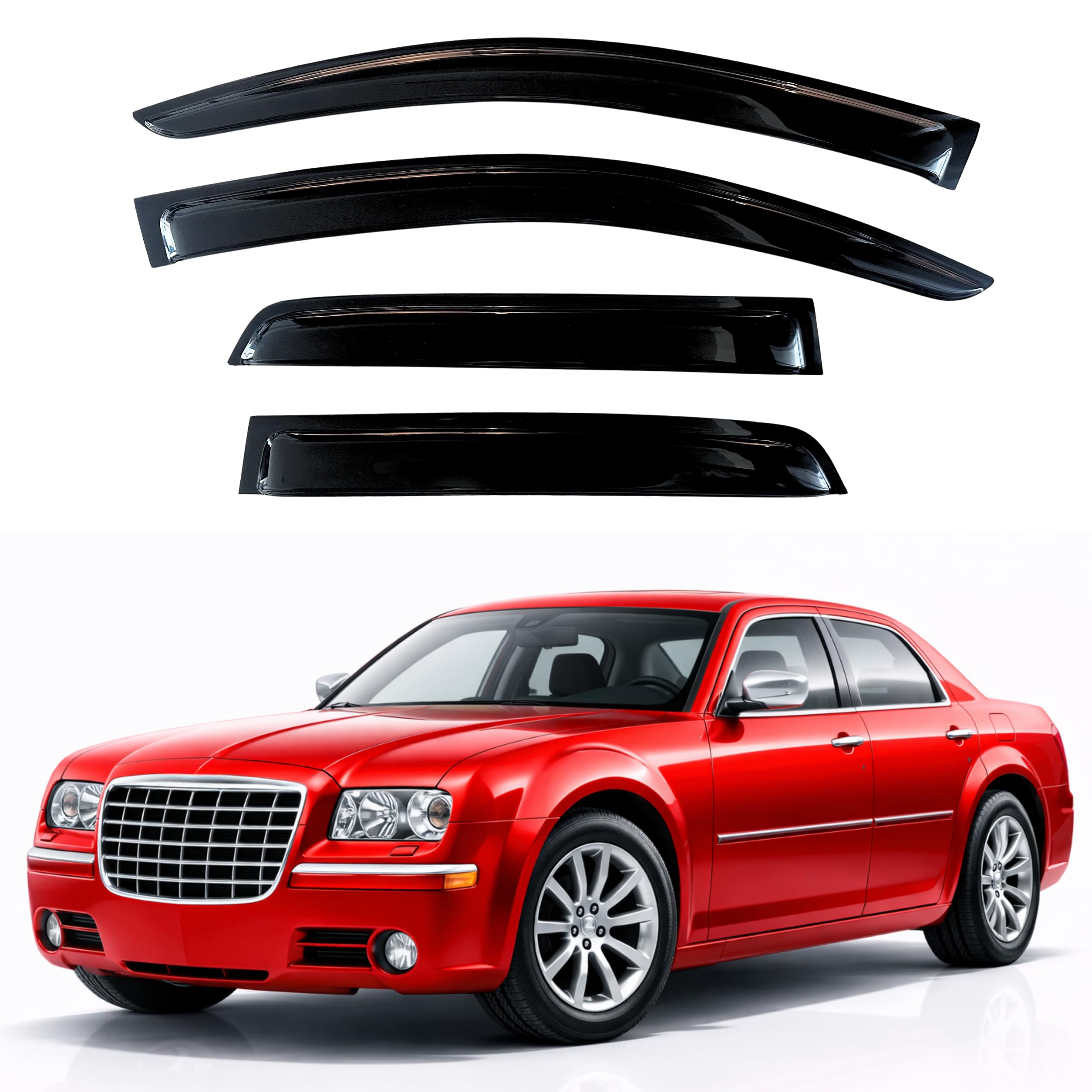 KPY Rain Guards Fit for 2005-2010 Chrysler 300, Out-Channel Window Visors Vent Wind Deflectors 4PC, Car Accessories for 05-08 Dodge Magnum