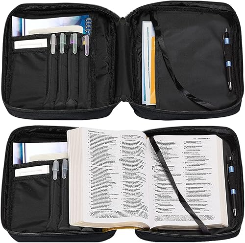 Miniatura 6 de Horeset Funda para Biblia con estampado de mariposas azules con asa duradera y bolsillo con cremallera, funda para Biblia de estudio, accesorios