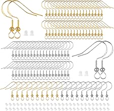 200 Stück Ohrring Haken Set, Ohrringe Selber Machen Set, 925 Sterling Silber Ohrhaken mit 100 Silikon Ohrring Stopper, Ohrringe Basteln - für DIY Ohrhänger Schmuckherstellun (Silber/Gold)