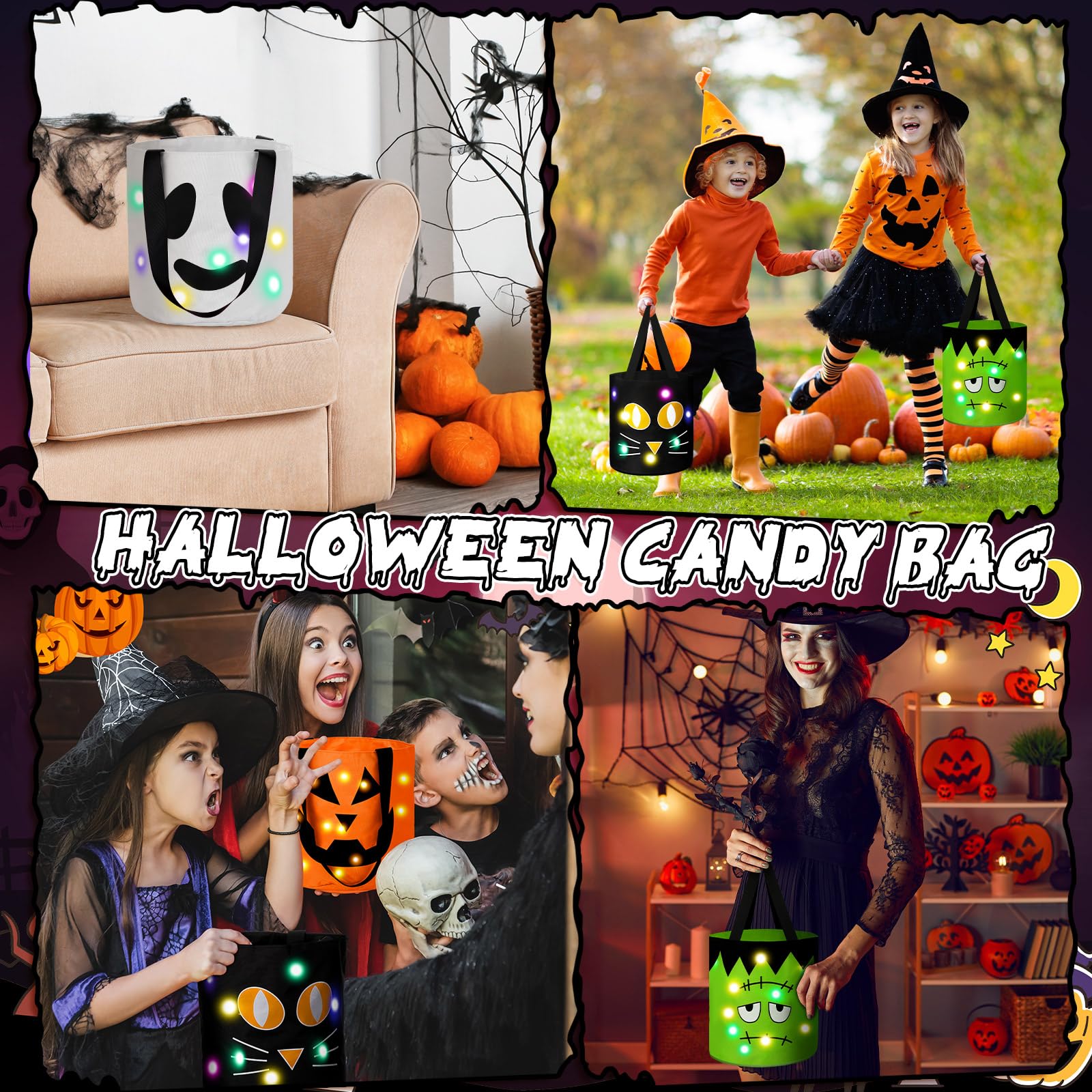Snapklik.com : Yaomiao 4 Pcs Halloween Trick Or Treat Bucket For Kids ...