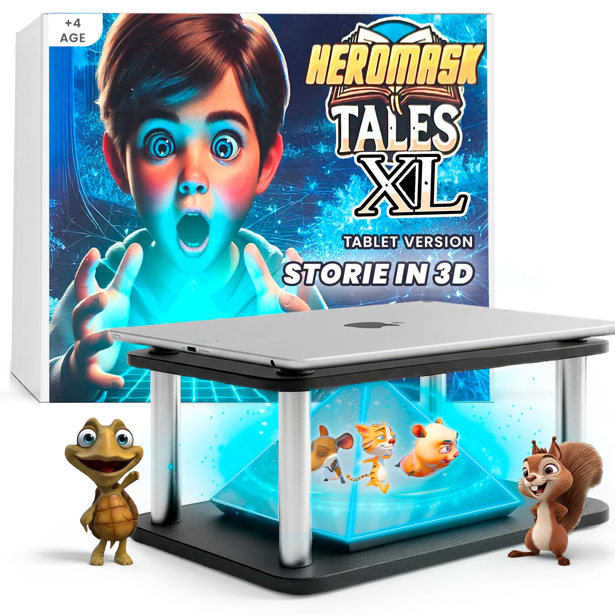 Heromask Tales PRO Giant Version – Un narratore 3D all'Interno di Una Piramide [4–10 Anni] | Un Regalo educativo Che insegna valori - Compatibile con Qualsiasi Tablet!