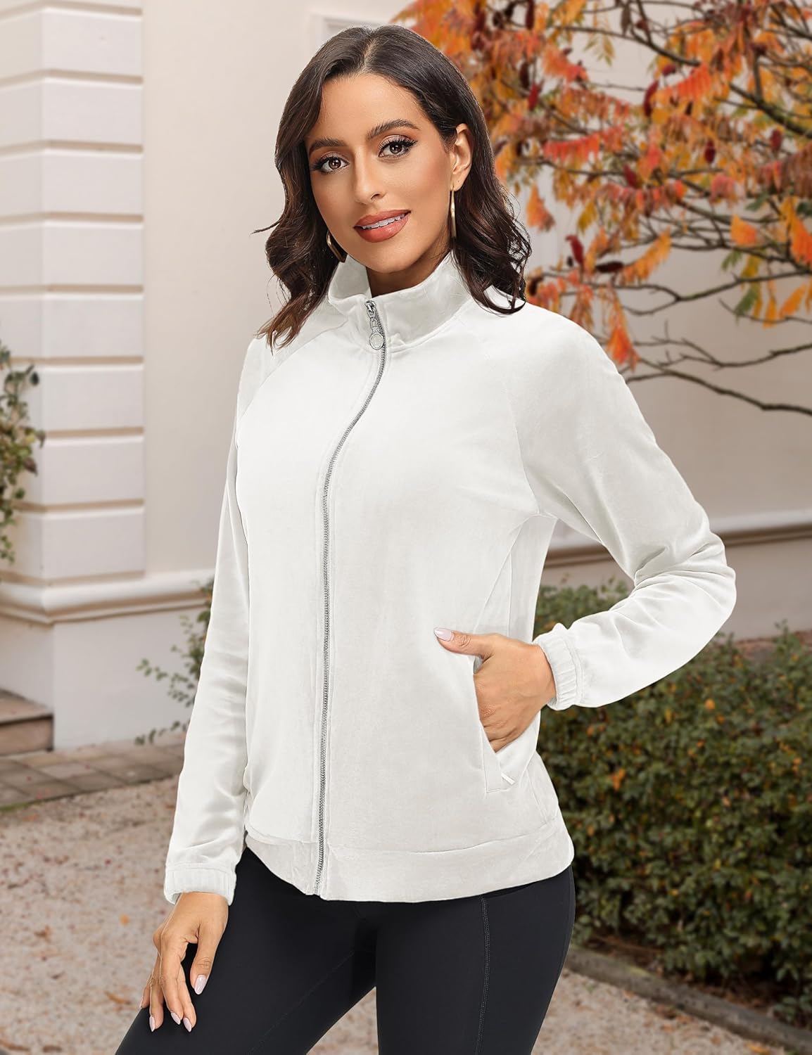 YUCOLEN Fleece Jacket for Women Full Zip Velour Jackets Polar Soft Warm Winter Coat with Two Zipper Pockets - Image 6