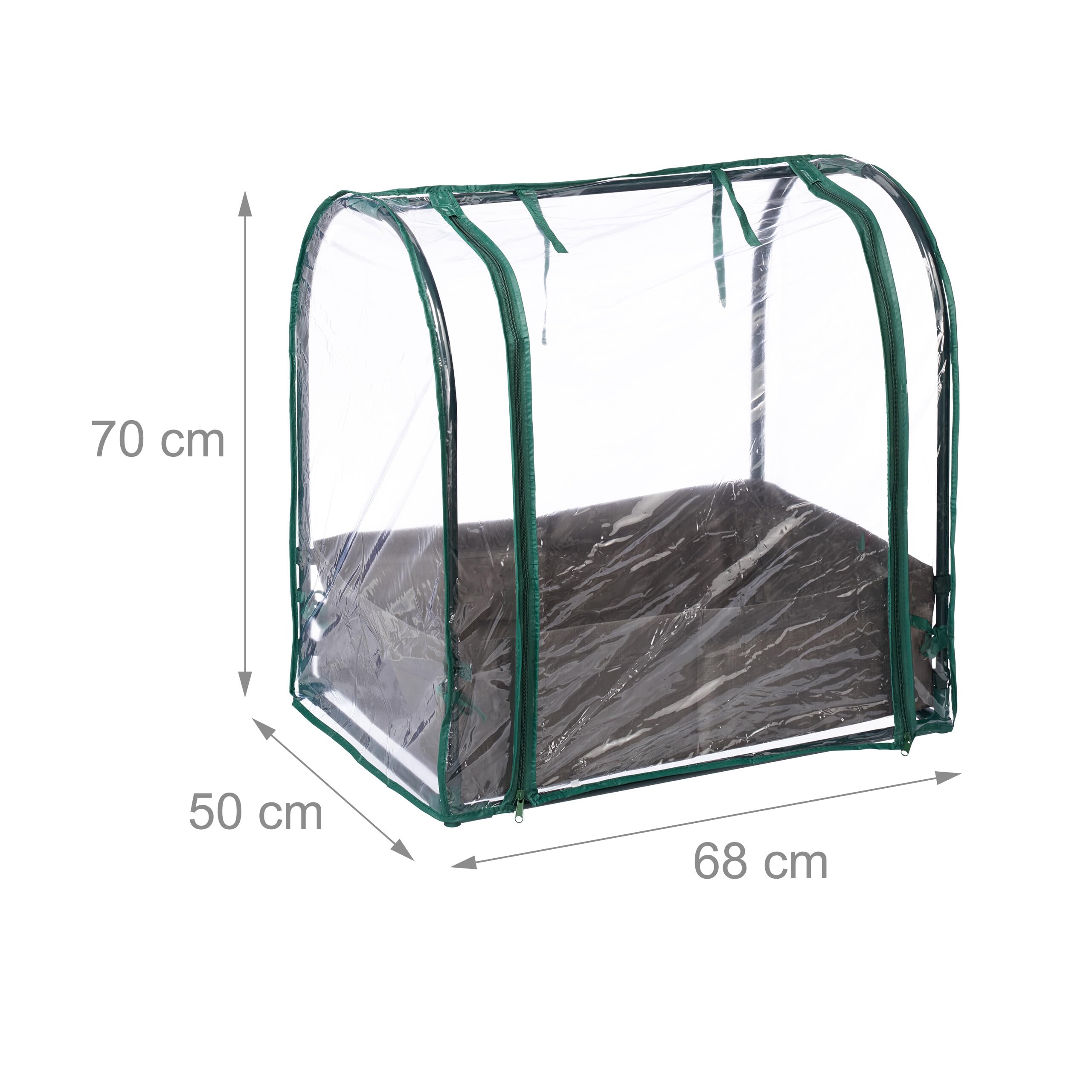 Relaxdays Frühbeet, Pflanzsack, HBT: 70x68x50 cm, PVC-Folie, Stahl, Tür mit Reißverschluss, Anzucht, grün/transparent