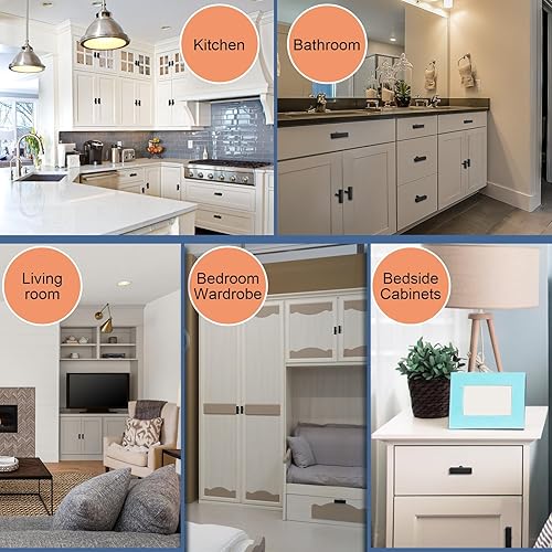 Miniatura 5 de Paquete de 30 perillas cuadradas para gabinete, color negro mate, 2 pulgadas de largo, perillas de cocina de un solo agujero para tiradores de