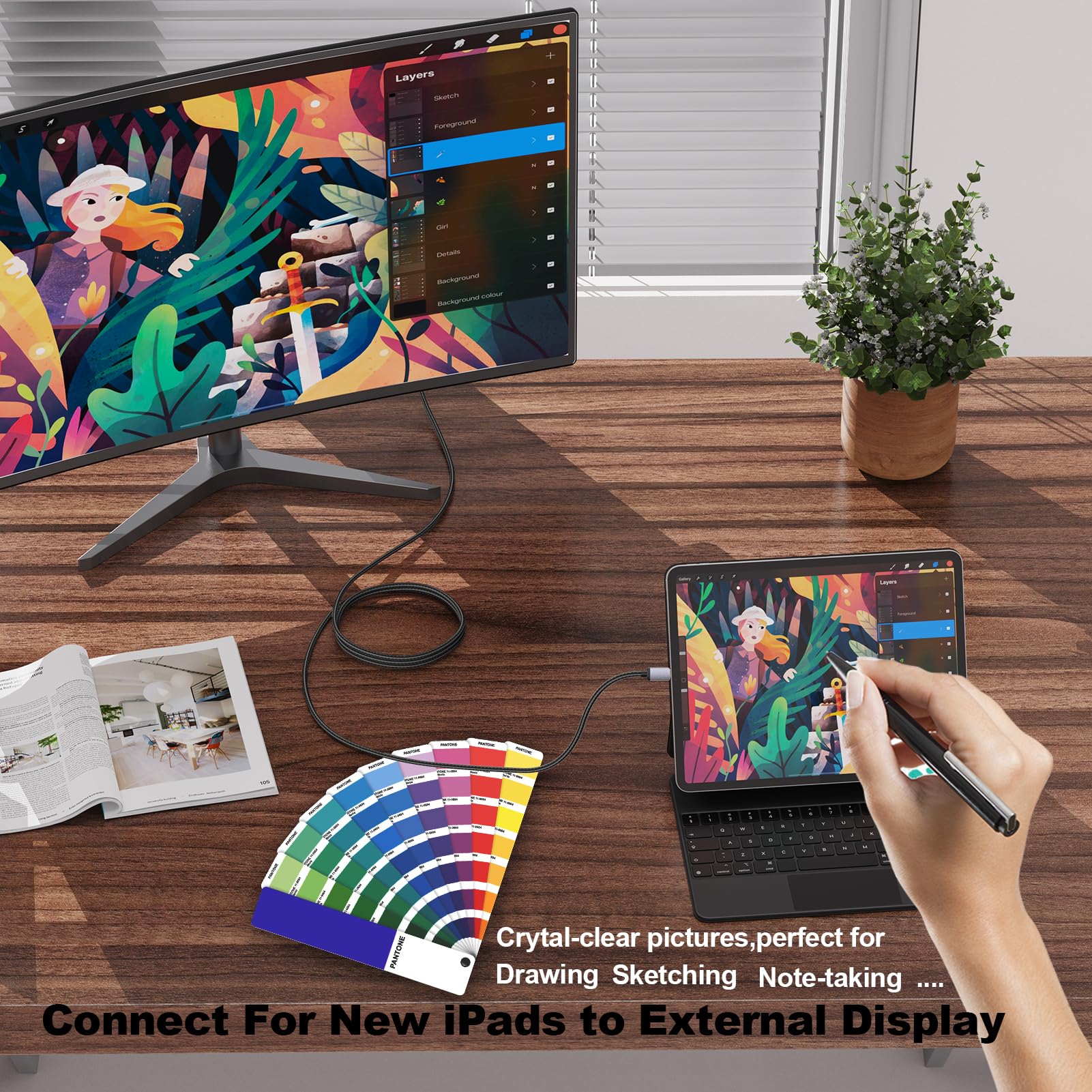 Cavo da USB C a HDMI, 1,8 m, confezione da 10 pezzi, 4K a 30 Hz da tipo C a HDMI sottile | Thunderbolt 3/4/5 compatibile per monitor, TV, proiettore, Galaxy S23/S24/S25/S26, iPhone 15/16/17, MacBook, iPad, Dell XPS