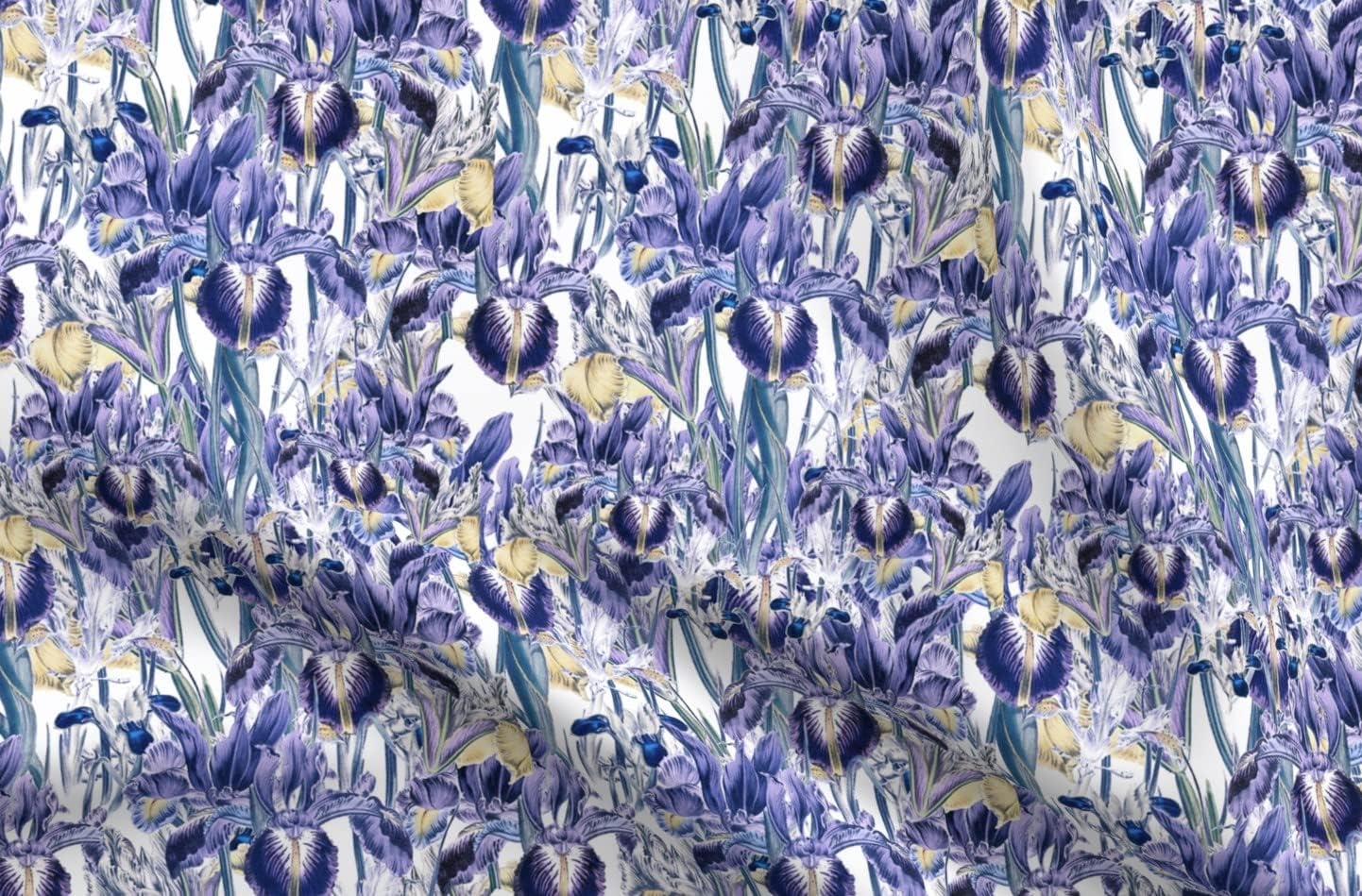 Spoonflower Fabric - Iris Flowers Purple Fashion Home Printed on Upholstery Velvet Fabric Fat Quarter - Upholstery Home Decor Bottomweight Apparel