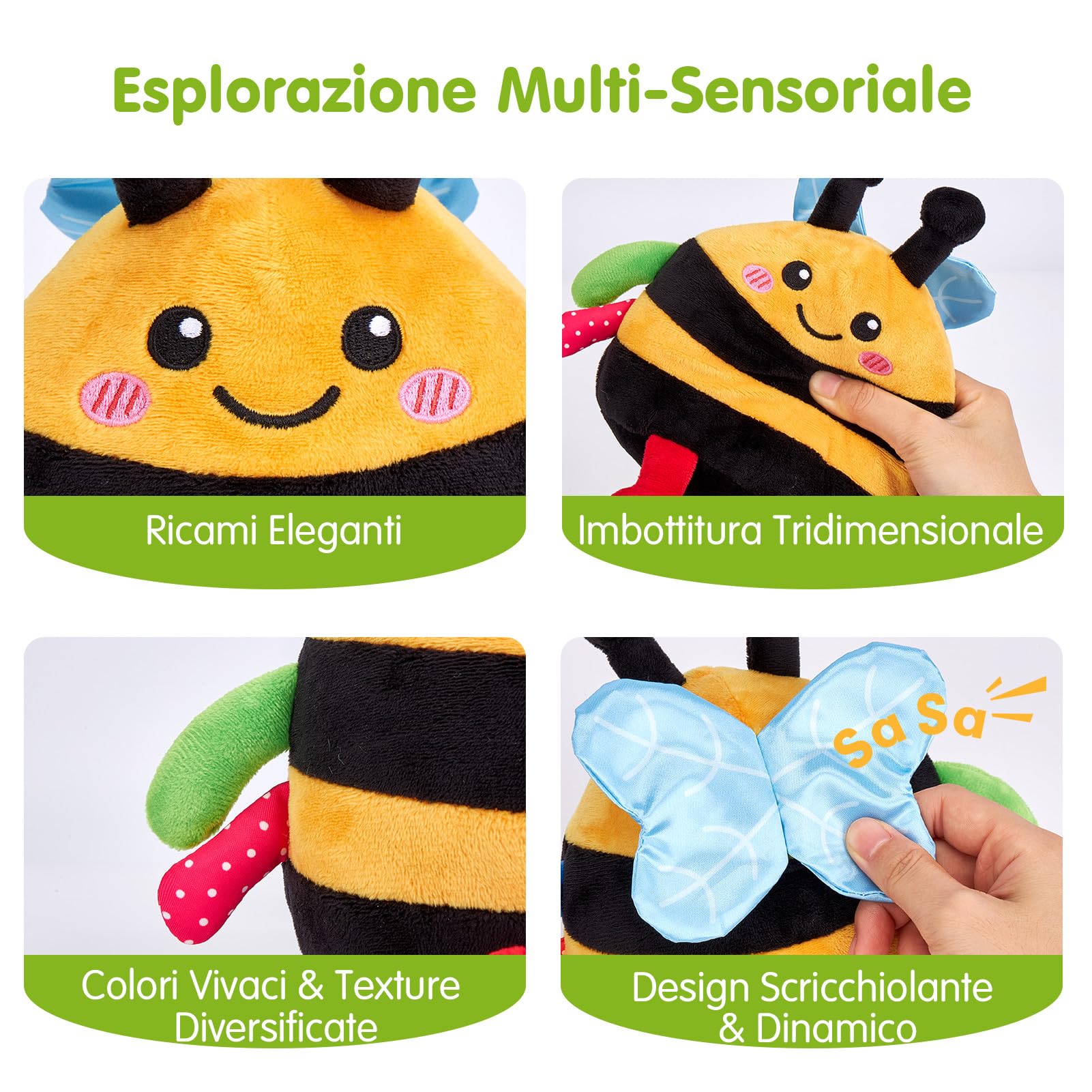 hahaland Giochi Bambini 6-9 12 Mesi Interattivo - Peluche Musicale Giocattolo Gattonare per Tummy Time 6 7 8 9 10 12 Mesi, Regalo Bimbo Bimba 1 Anno