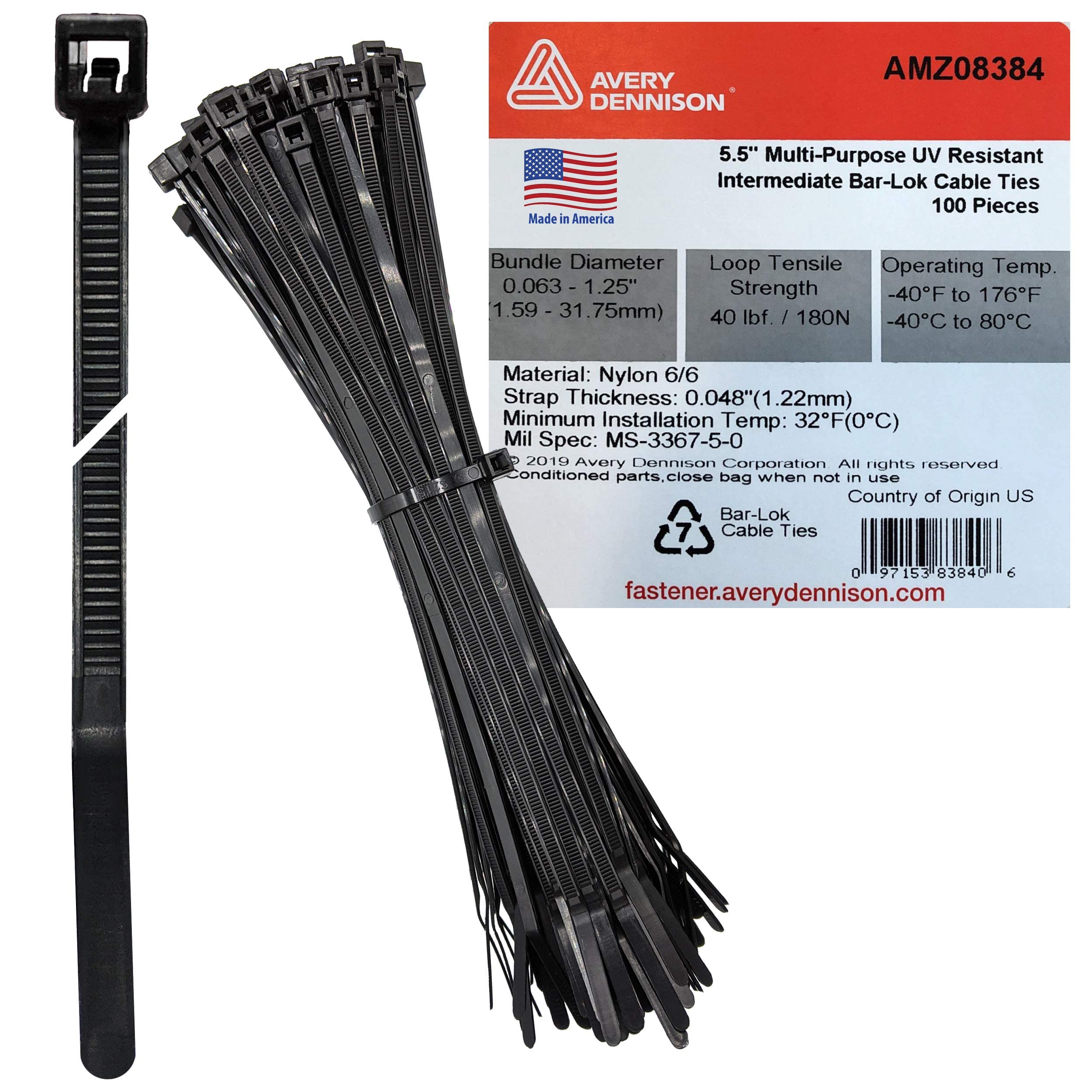 Amazon.com: Bar Lok 5.5” Zip Ties – 100 Pieces, Black – Made in