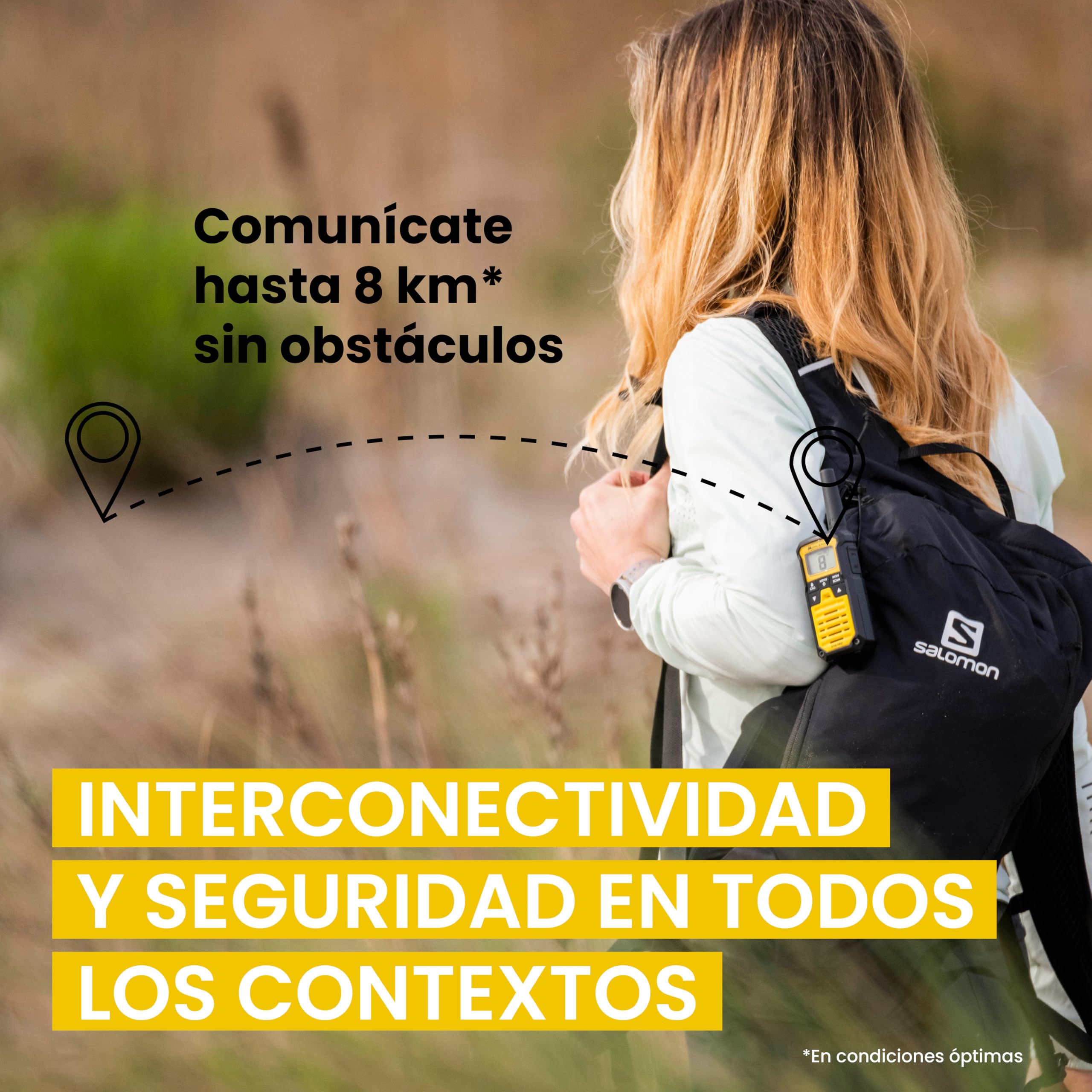 Midland - Walkie Talkie XT50 PRO Doble Hobby & Trabajo, 2 Radioaficionados Profesionales 85 Canales PMR446, Red Radio Montana - 8Km, 12H, Waterproof IPX2, Carga USB, Estuche de Transporte y Accesorios