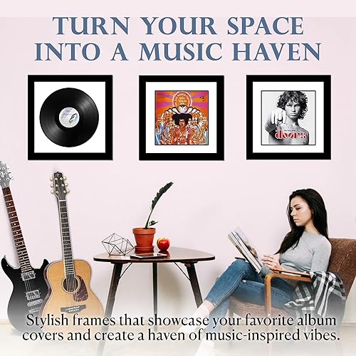Miniatura 6 de Creative Picture Frames Marco para cubierta de álbum LP de 15 x 15 pulgadas, soporte de pared para decoración del hogar con accesorios para colgar y