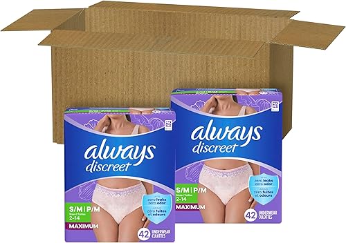 Miniatura 9 de Always Discreet - Ropa interior para adultos con incontinencia y posparto, talla SM, hasta un 100% de protección contra pérdidas de orina, 84