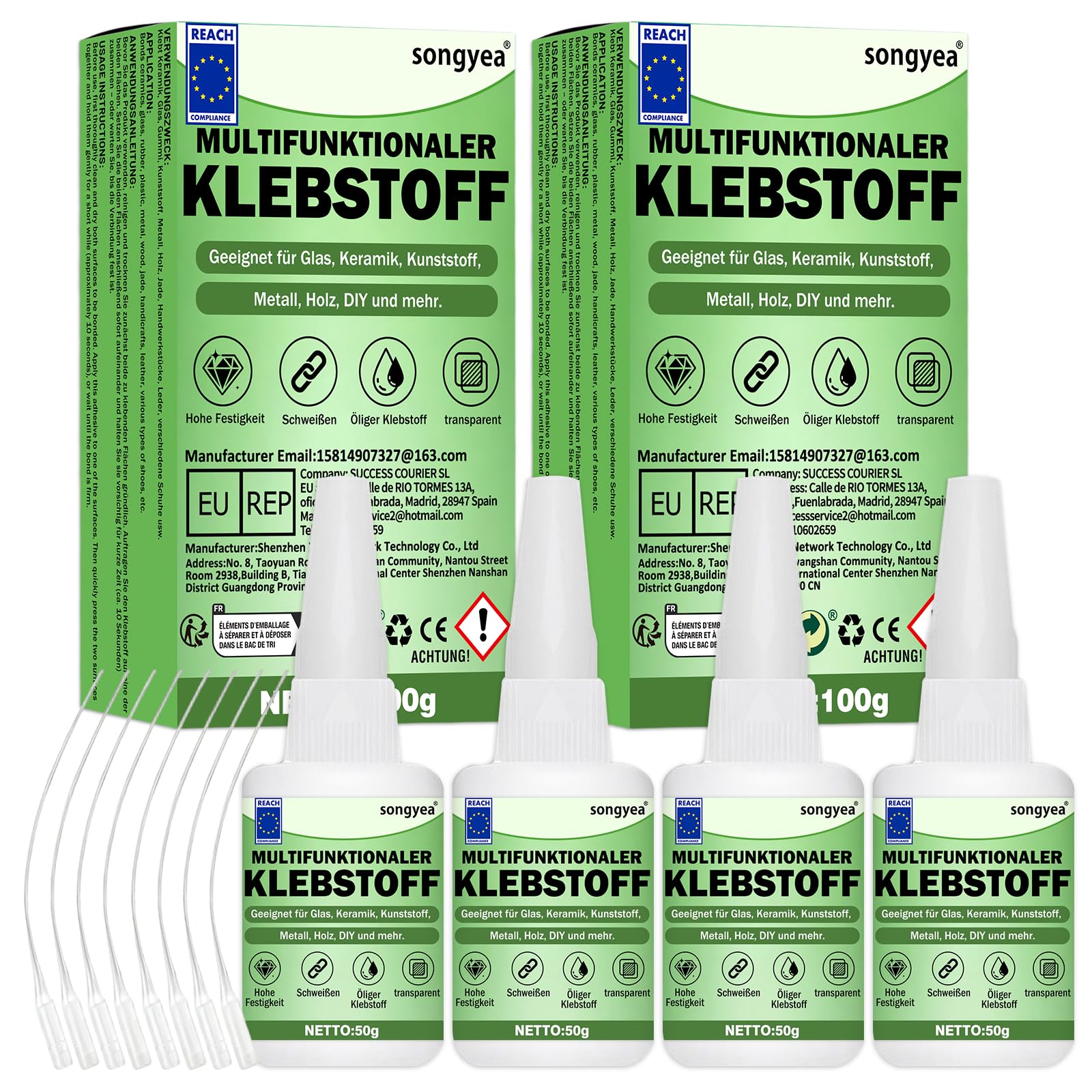 Sekundenkleber Extra Stark,sekundenkleber holz, Superkleber Alleskleber, Sekundenkleber Flüssig Wasserfest, Hitzebeständig (4 Stück)