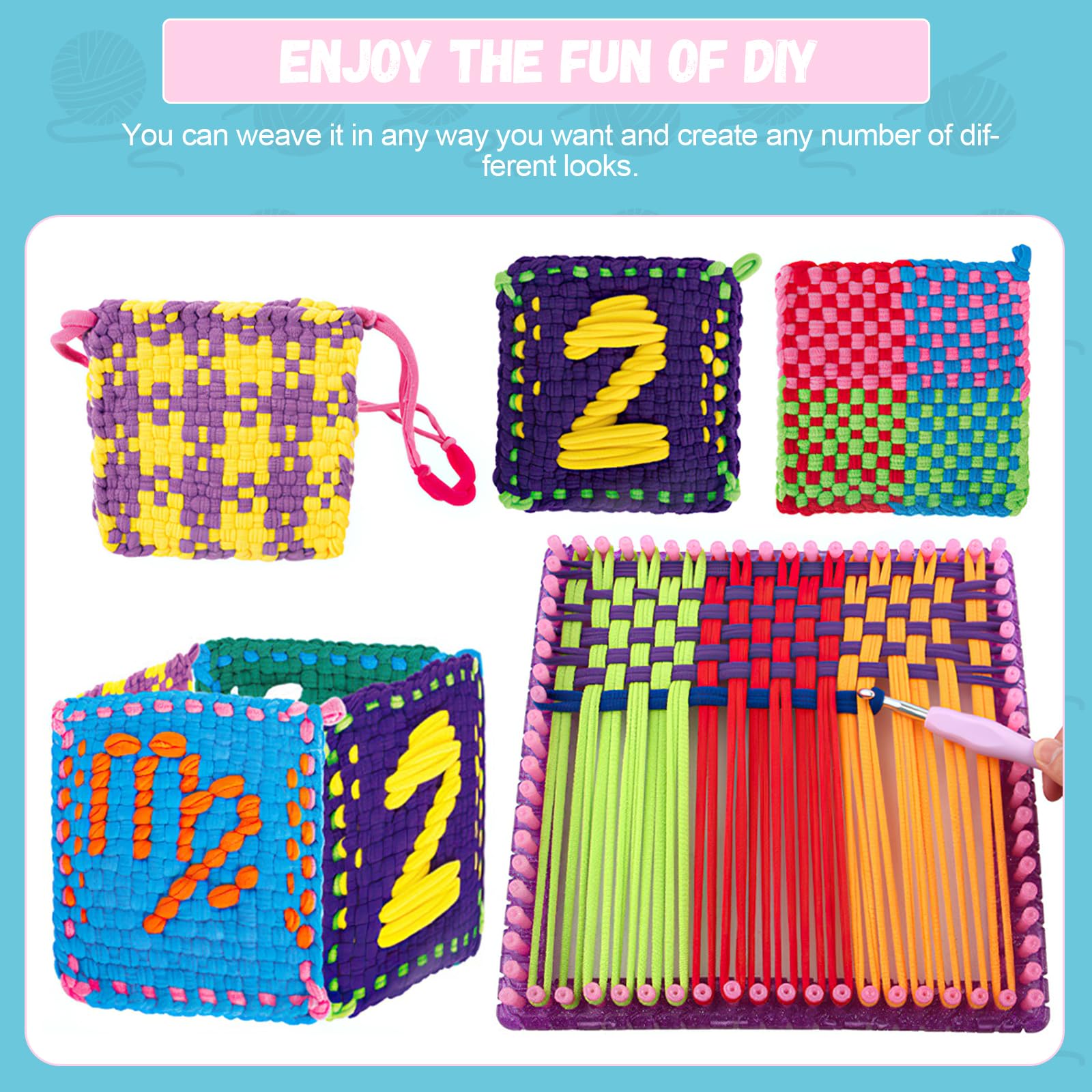 LetCart 288 Pezzi Kit Braccialetti Colorati per Bracciale Loom Bands Kit, Kit per Fare Braccialetti di Gomma per Ragazzi e Ragazze, Regalo di Tessitura, Set Creativo Fai-da-Te per Ragazze
