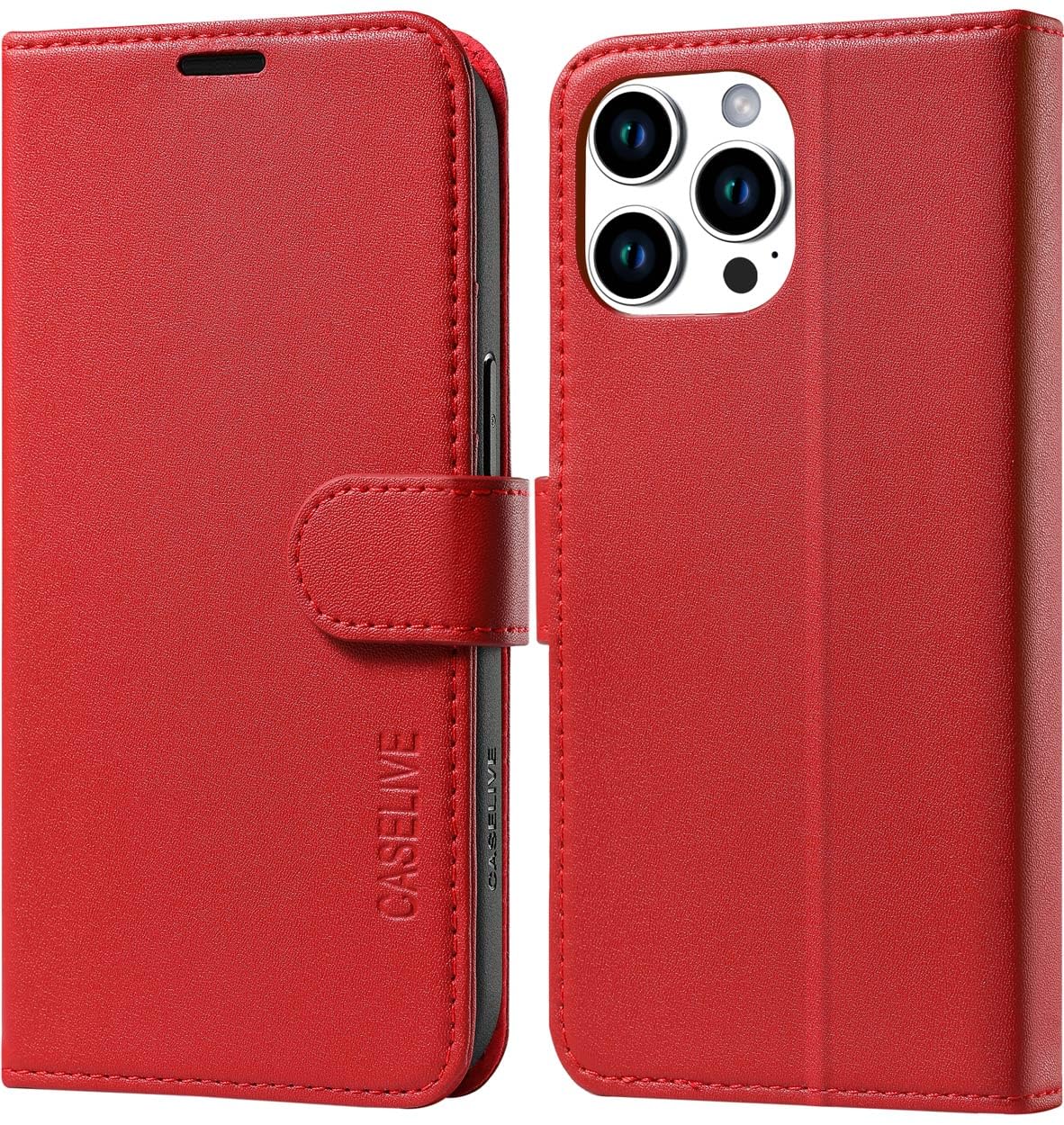 Echtleder-Klapphülle Für IPhone 15 Pro Max – Mit 3 Kartenfächern, RFID-Schutz & Panzerglas