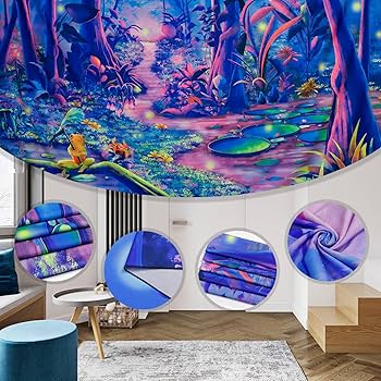 Amazon.co.jp: ブラックライトファンタジーフォレストタペストリー