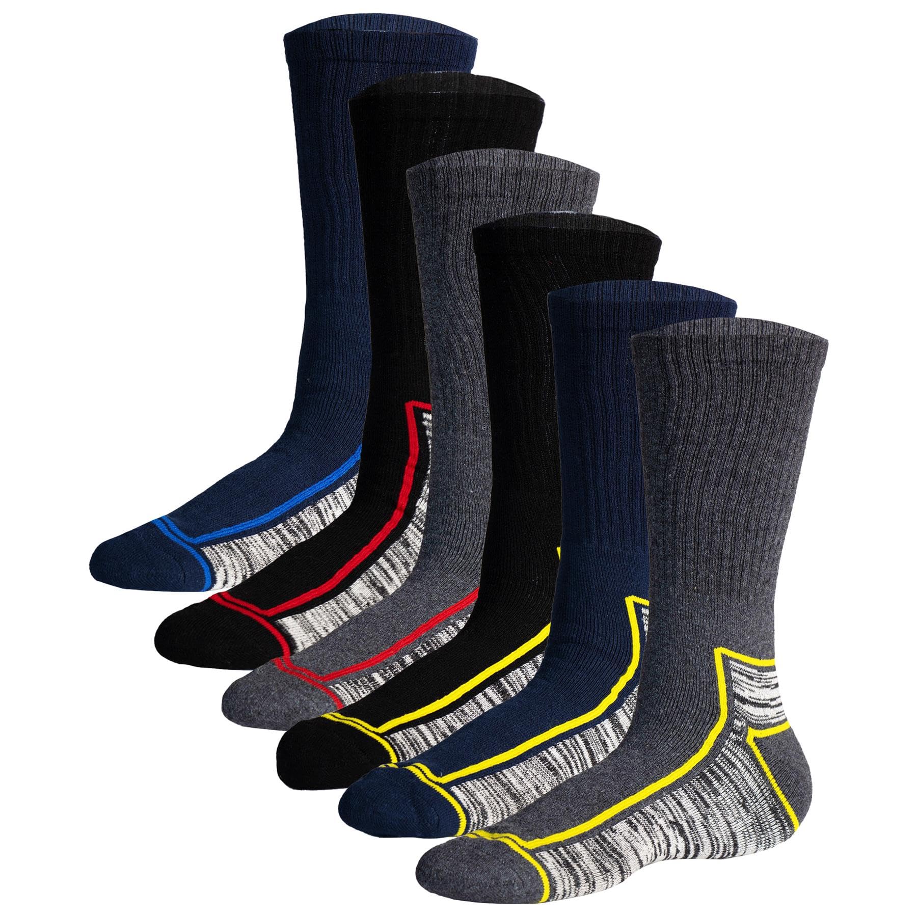 Socking 6 Pairs Men’s Heavy Duty Work Socks - UK Shoe Size 6-11 - Assorted Dark Colours