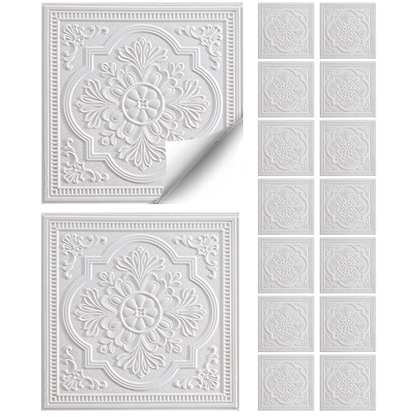 Azulejos de techo de poliestireno floral con relieves definidos de alta densidad x16