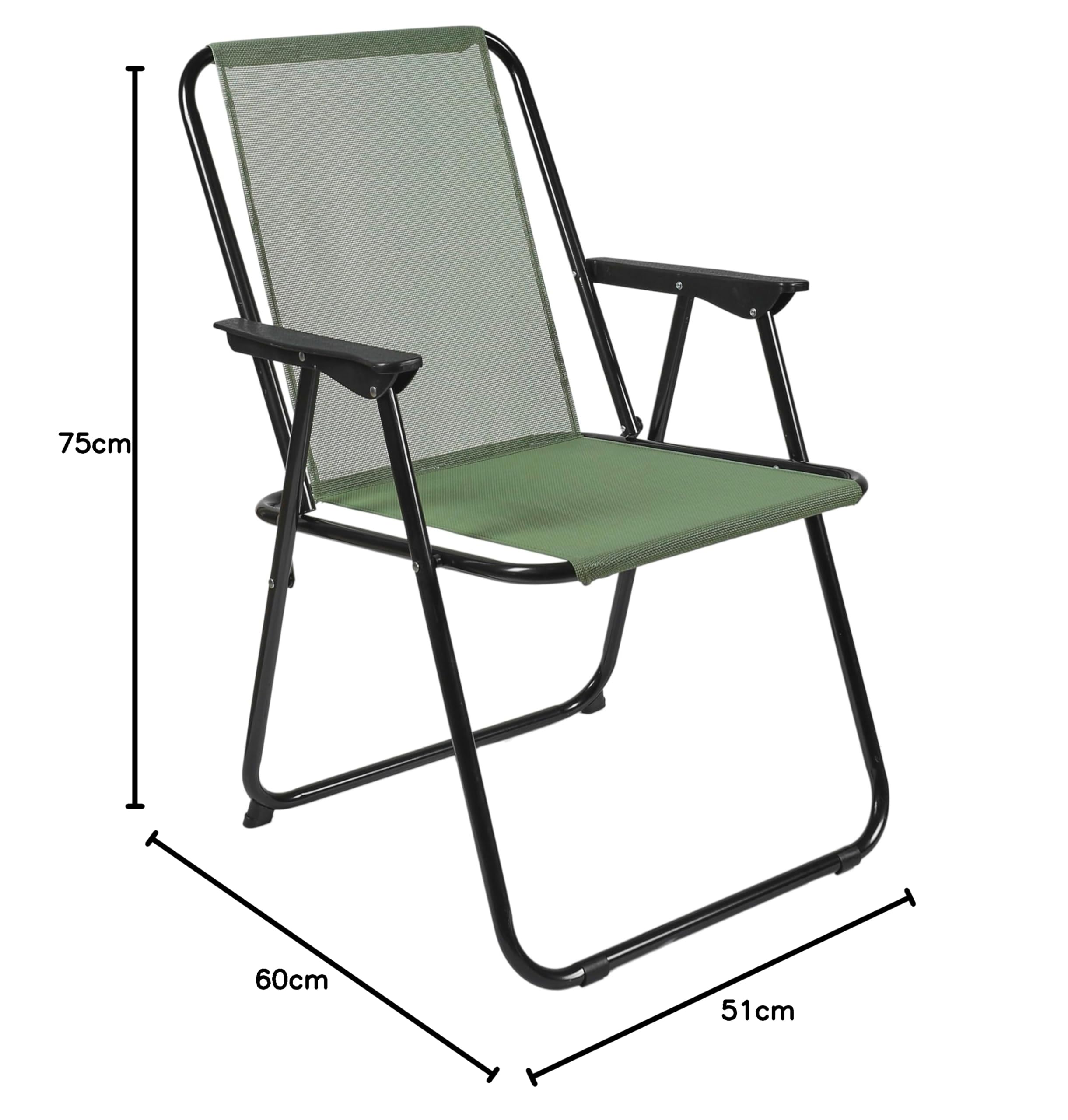 HOME DECO FACTORY - HDO0344 Chaise Pliante Kaki - Mobilier d'Extérieur - Assise d'Extérieur - Dimensions 51 x 75 x 60 cm - Hauteur Assise 36 cm - Traitement UV - Textile Vert