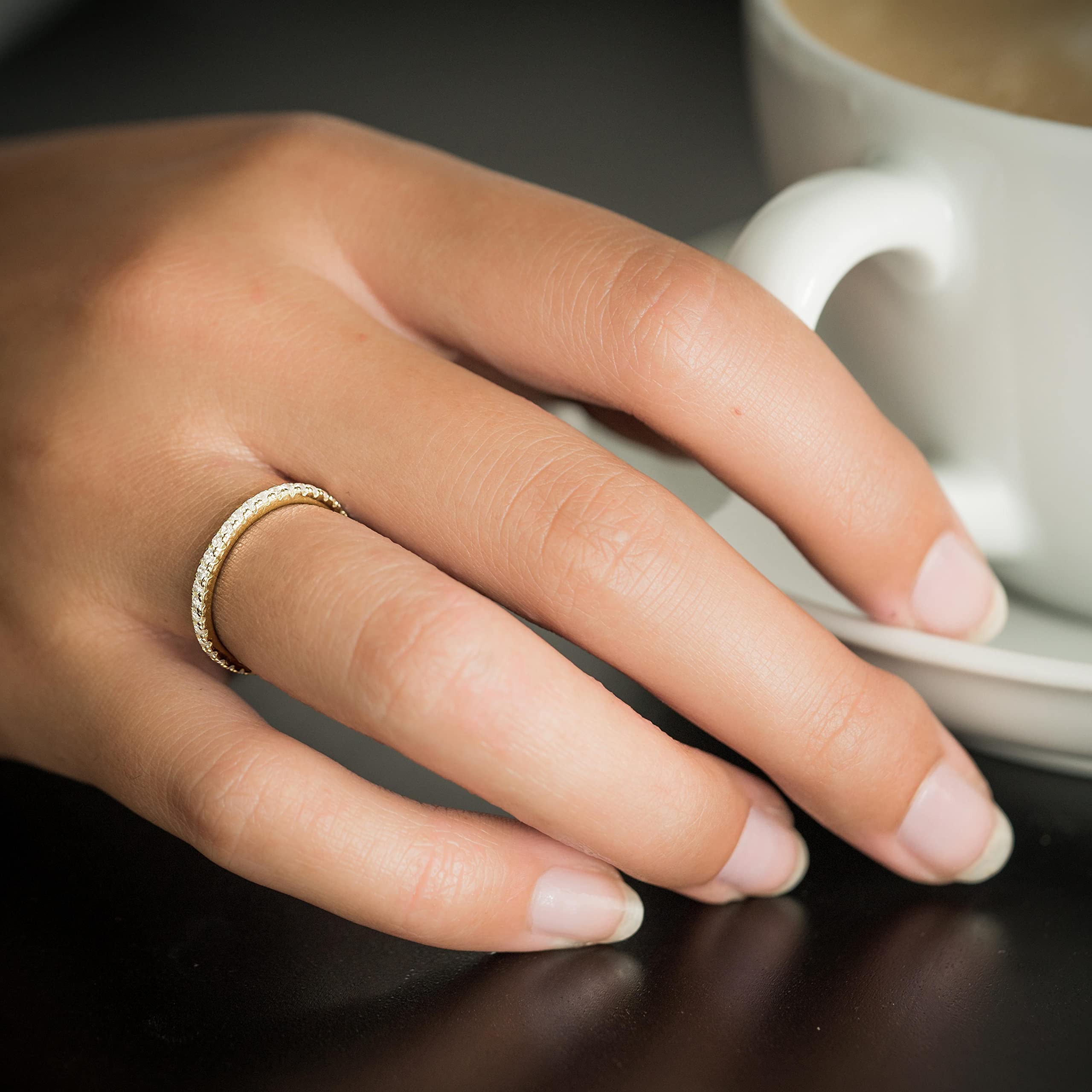 Ring Gold Verlobungsringe von AMOONIC mit Zirkonia, Silber 925 vergoldet | Memoryring Vorsteckring Zirkonia Damenring Heiratsantrag Memory Memoire wie FF589VGGGZIFA