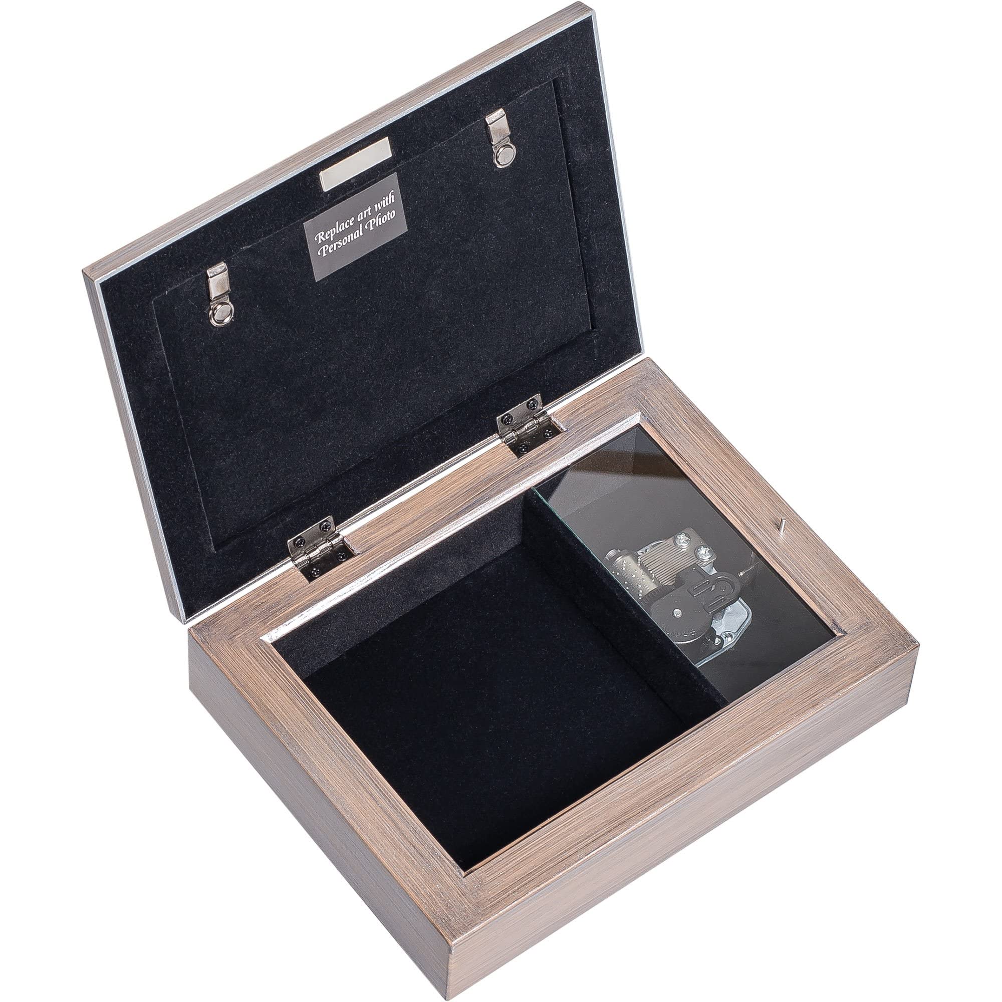 You'll Never Know How Much You Mean to Me Musical Music Jewelry Box - Plays What a Wonderful World, Metallic Silver by Cottage Garden