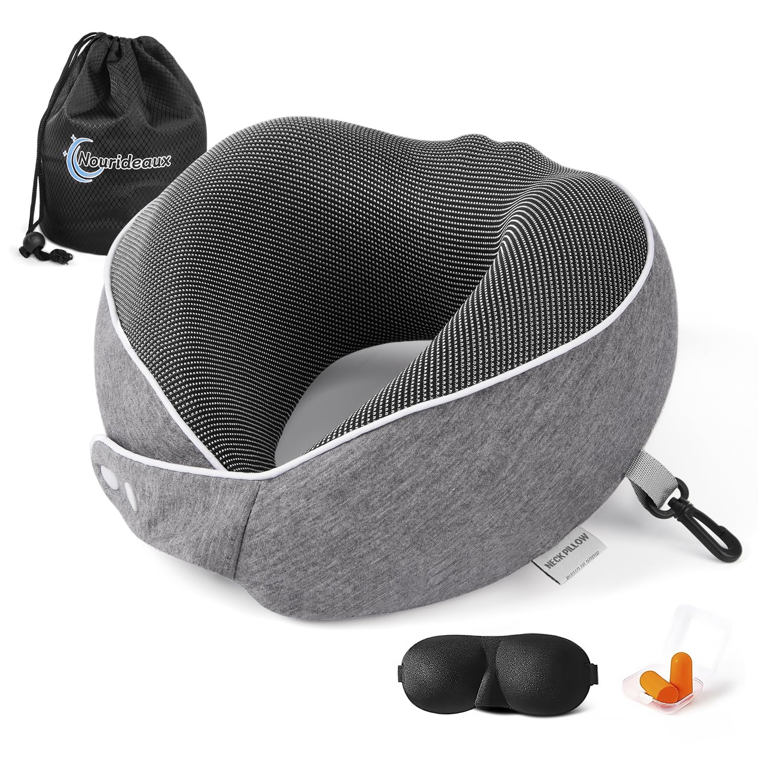 Nourideaux Nackenkissen Dunkelgrau Flugzeug Reise Gadgets Nackenhörnchen Schlaf Travel Neck Pillow Reiseset Auto Reiseutensilien
