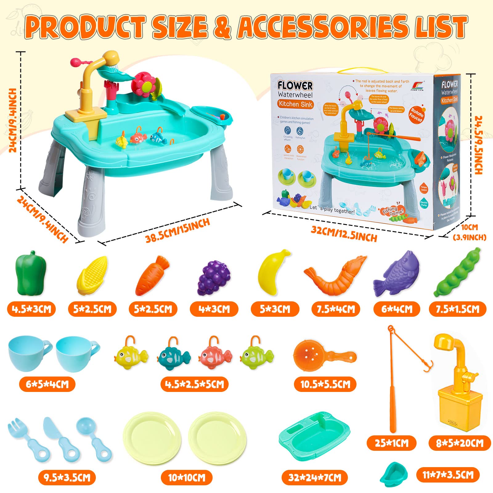 Ark miido Giocattolo per lavello da Cucina Giocattoli per lavello da Cucina, Sistema Automatico di Ciclo dell'Acqua, Giochi di finzione per Ragazze e Ragazzi