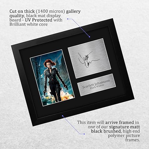 Miniatura 3 de HWC Trading Scarlett Johansson USL - Autografía impresa y firmada con marco de la Viuda Negra de los Vengadores, tamaño carta de EE. UU