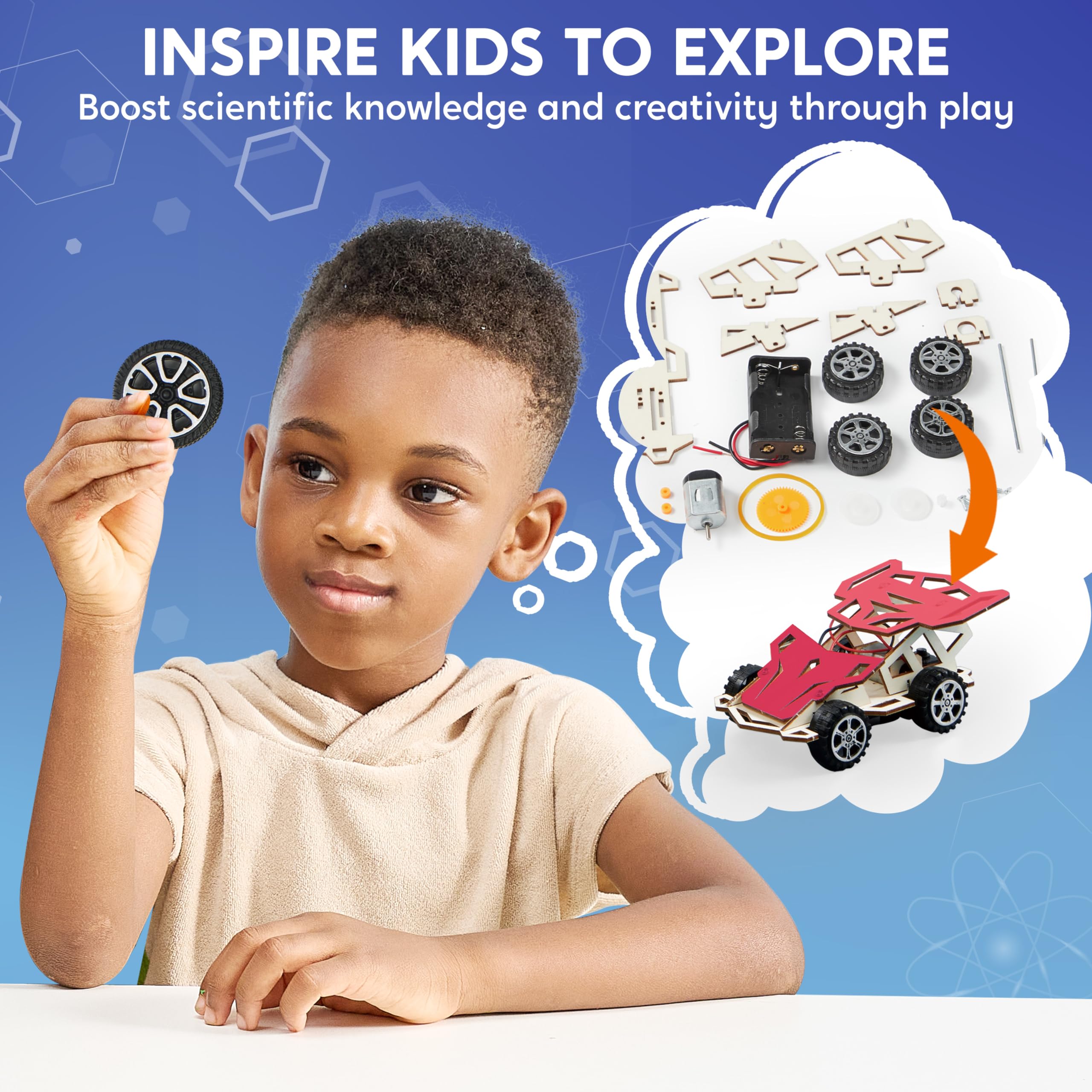 Klever Kits Science Building Toys 6 Projects- Make Your Wooden Motor Machines- Learning Crafts and STEM Activities for Kids Aged 8 9 10 + DIY Race Car & Star Nightlights - Image 4