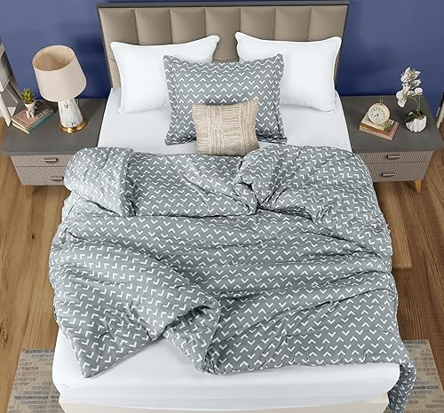 Miniatura 7 de Utopia Bedding Juego de edredón tamaño individual con diseño de flecha blanca, edredones estampados tamaño individual, juego de ropa de cama