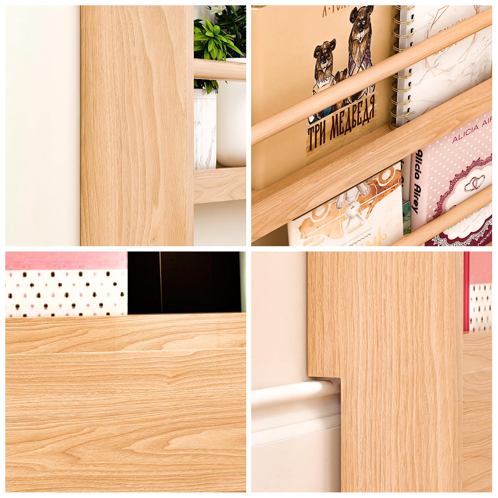 MYOYAY Bibliothèque pour Enfants à 6 Niveaux à Monter au Mur Derrière la Porte Organisateur d’Étagères pour Jouets et Livres Bibliothèque Étroite en Bois Massif Économiseur d’Espace pour Chambre