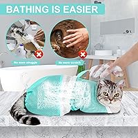 Vista 4 de Bolsa de Baño para Gatos - Red de Lavado Ajustable para Gatos, Antimordida y Antiarañazos, Bolsa de Retención para Ducha de Gatos, Malla