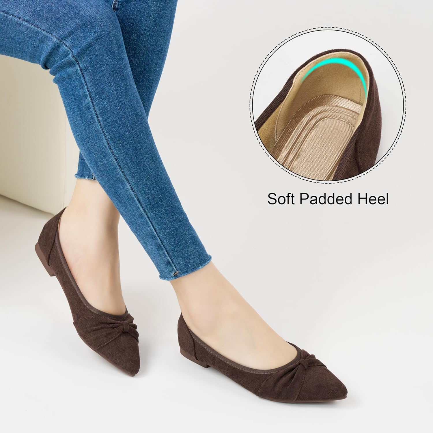 Ecetana Womens Flats Ballet Shoes Comfortable Dressy Pointed Toe Bow Flats 2026 Foldable Slip On Dress Shoes for Work Office Business Wedding Casual