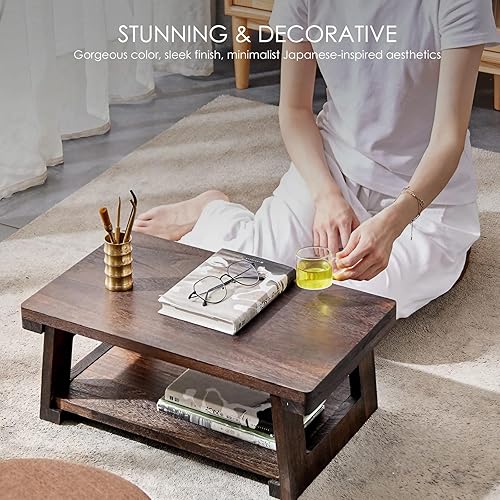 Miniatura 3 de Mesa baja plegable para sentarse en el suelo, mesa de meditación y altar para espiritual, mesa de muebles japoneses para sentarse en el suelo,
