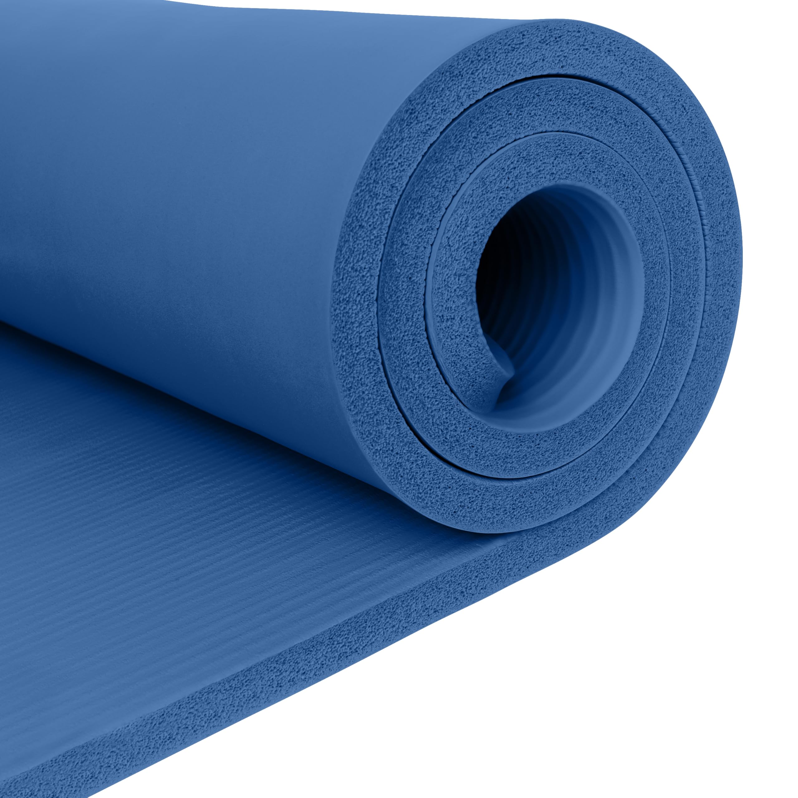 Retrospec Solana Yoga Mat 1" Thick w/Nylon Strap for Men & Women - Non Slip Exercise Mat for Home Yoga, Pilates, Stretching, Floor & Fitness Workouts: Denim Blue 72 inches x 24 inches x 1 inch