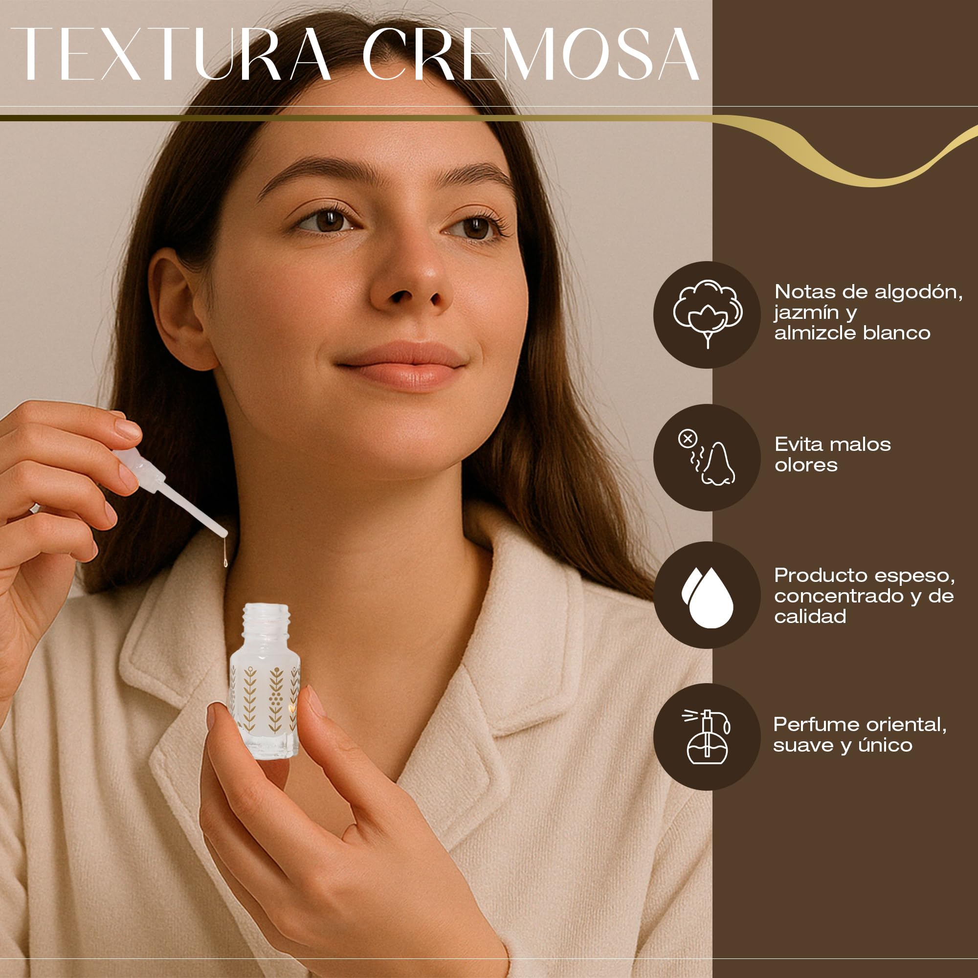 Musk Tahara 3ml | Almizcle Blanco, Aceite Esencial para Purificación después de la Menstruación, Perfume Árabe Mujer, Libre de Alcohol y Apto para Piel Sensible, Textura Cremosa