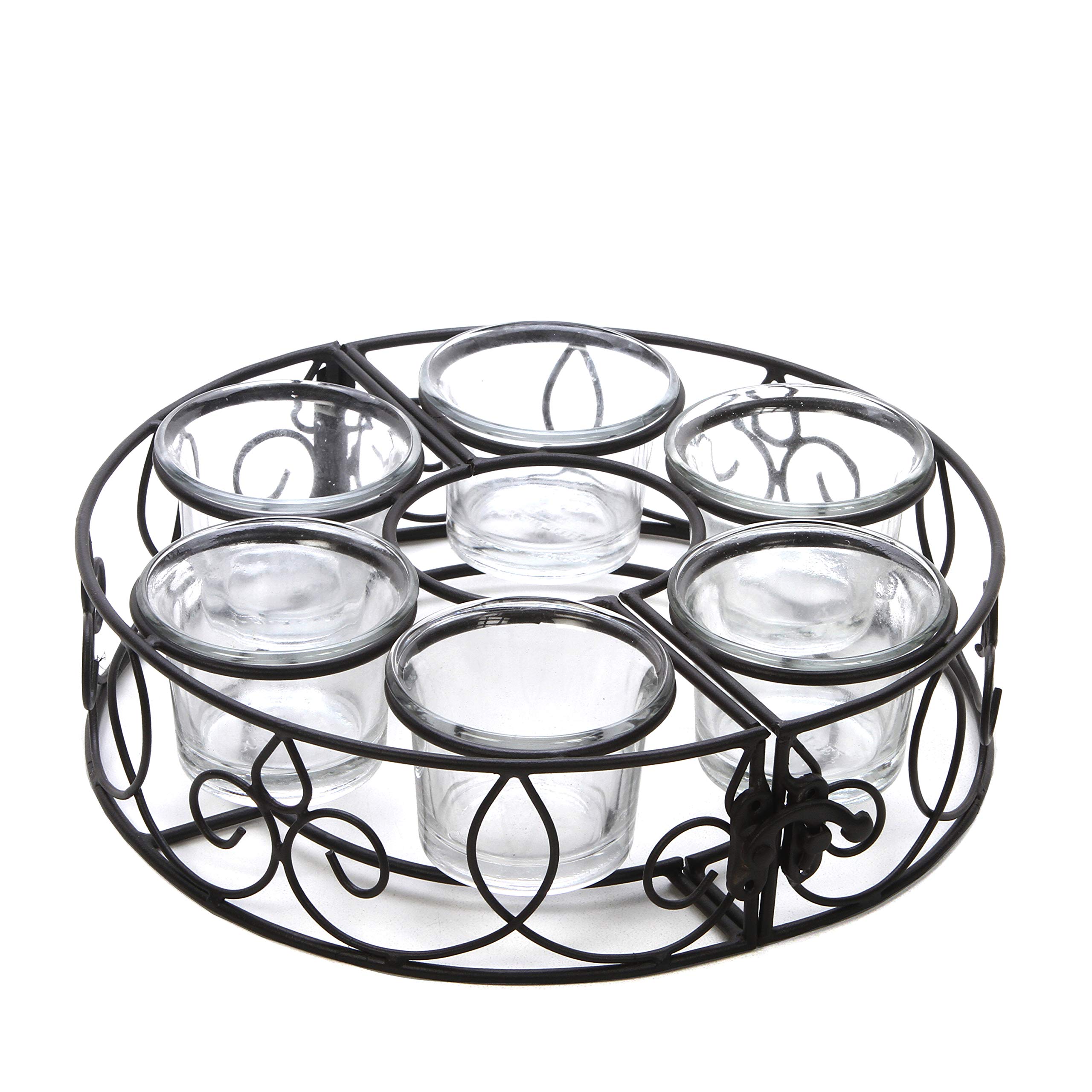 Hosley Patio Tealight Holder 8 Inch Diameter with 6 Glass Candle Holders Ideal for Weddings and Citronella Tealights or Aromatherapy and Spa Settings 05