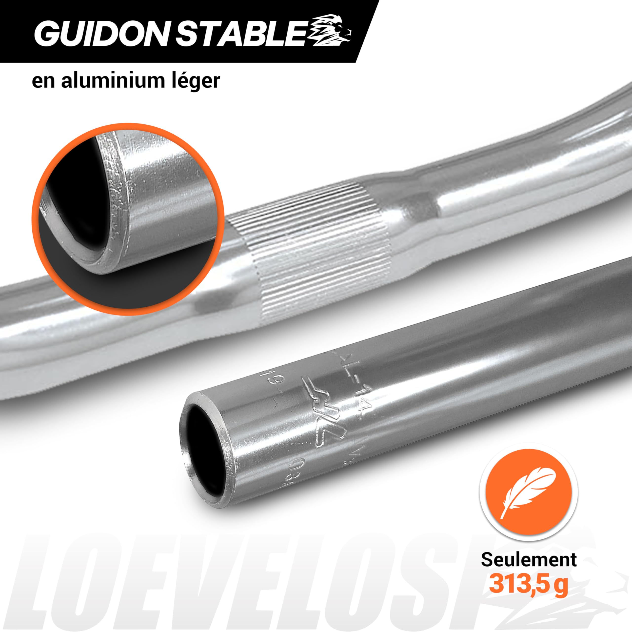 City-Bike Guidon de vélo 25,4 mm ergonomique pour vélo femme et homme Guidon de vélo argenté en aluminium rétro pour homme et femme Cruiser Beachcruiser Large