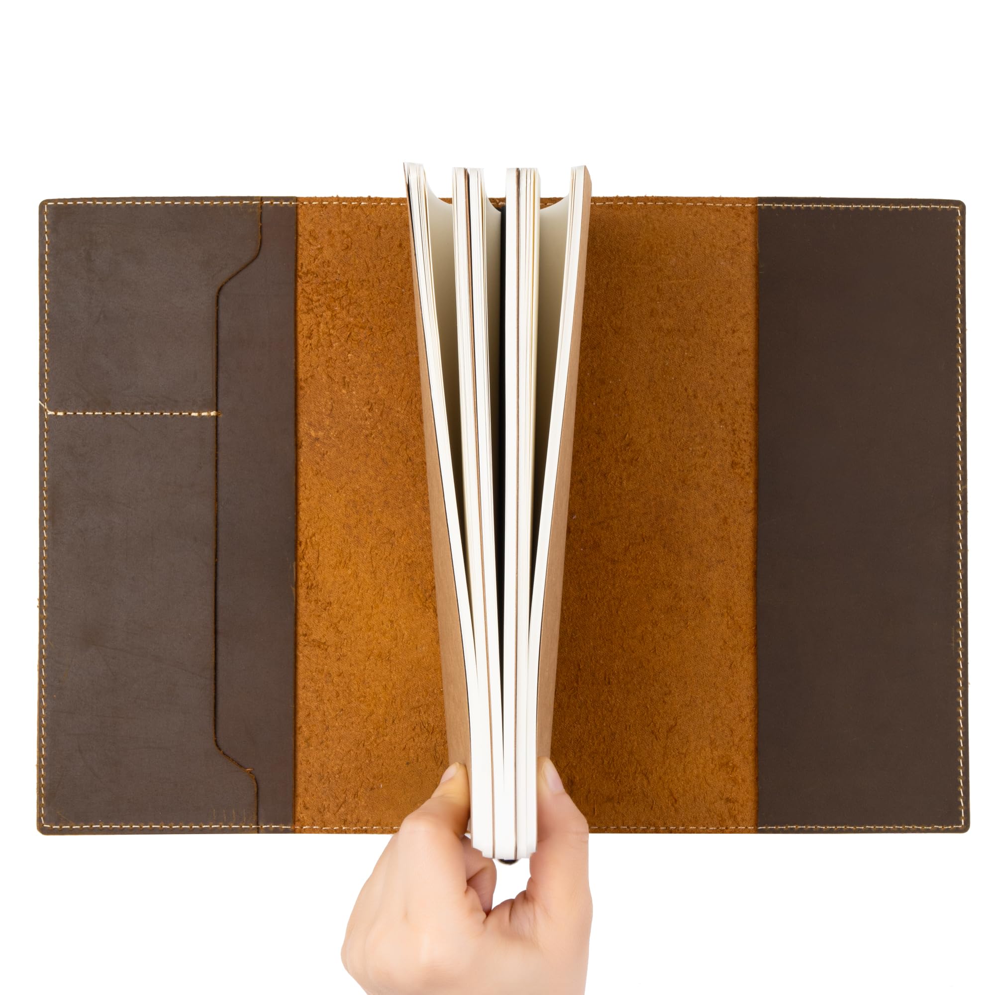 WANDERINGS Cuaderno de Viaje Tamaño A5 con Bolsillos - 6" x8,5/15 cm x 22 cm - Diario de Viaje Recargable - Hecho a mano, Cuaderno de Cuero Premium, Incluye Recargas de Papel en Blanco de 120 GSM