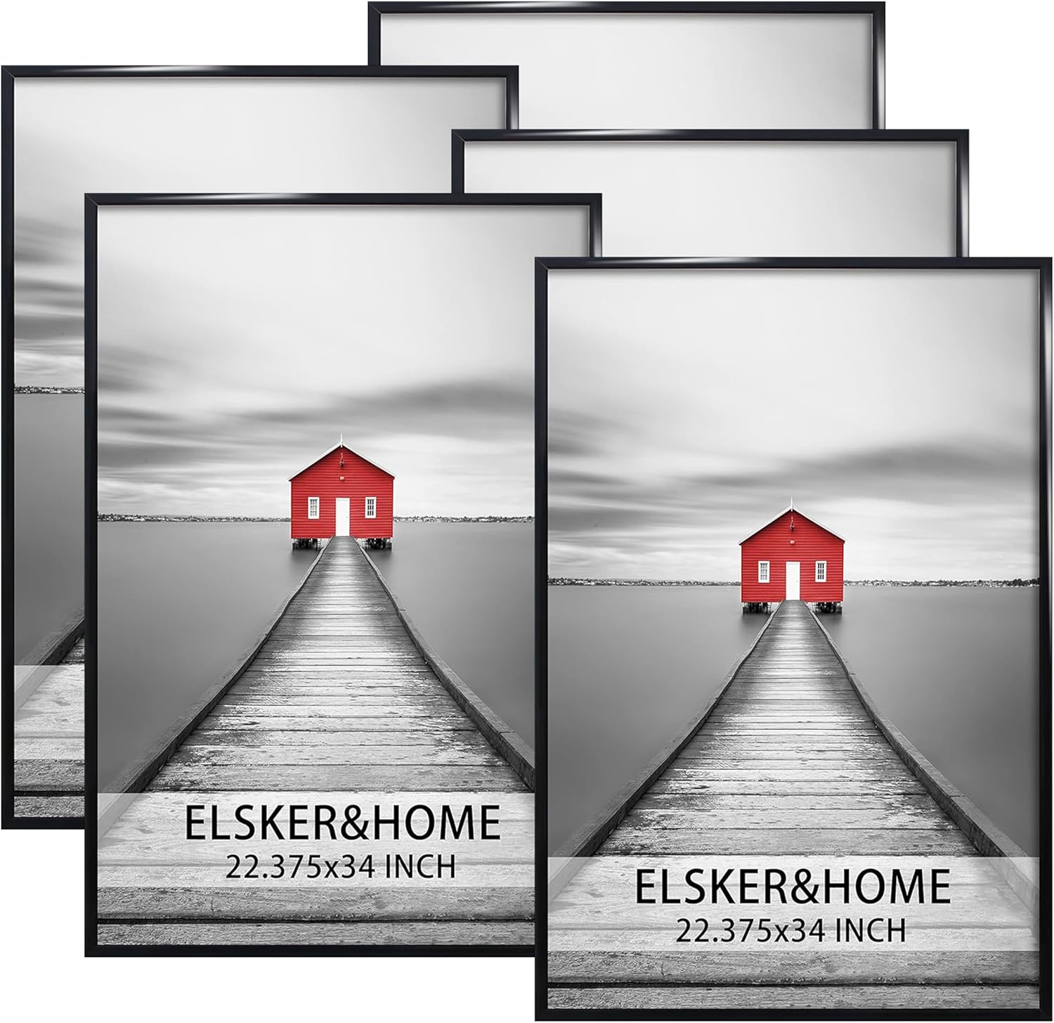 ELSKER&HOME 22.375 x 34 Poster Frame 5 Pack, Black Picture Frame for Horizontal or Vertical Wall Mounting, Sturdy and Scratch-proof Black-5Pack 22.375 x 34