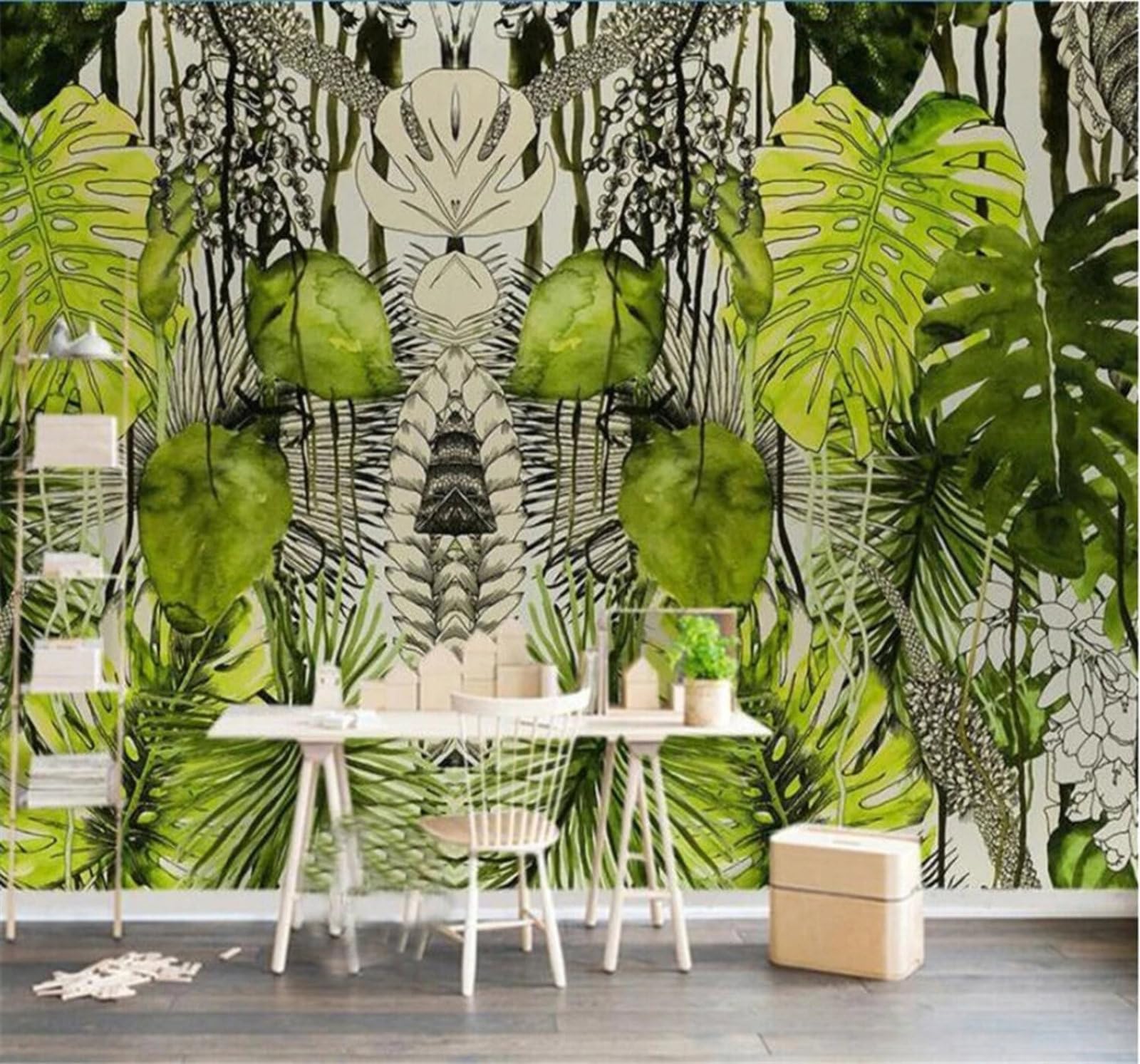 Minimalist Green Tropical Plants Monstera 3D Wallpaper Easy Install Feature Office Living Room Sofa Bedroom TV Background Wall Decoration-430cm×300cm