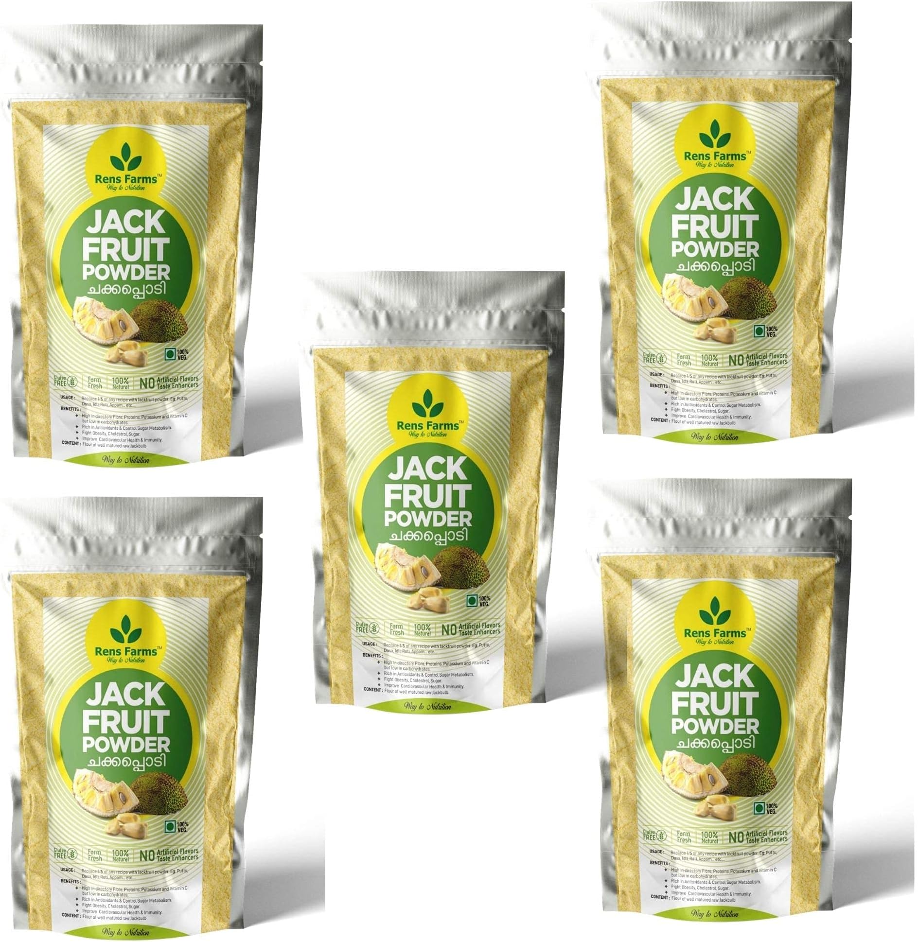 - Well Matured Green Jackfruit Flour Gluten Free, Raw Jackbulb Jack Fruit Powder 250 Grams - Pack of 5